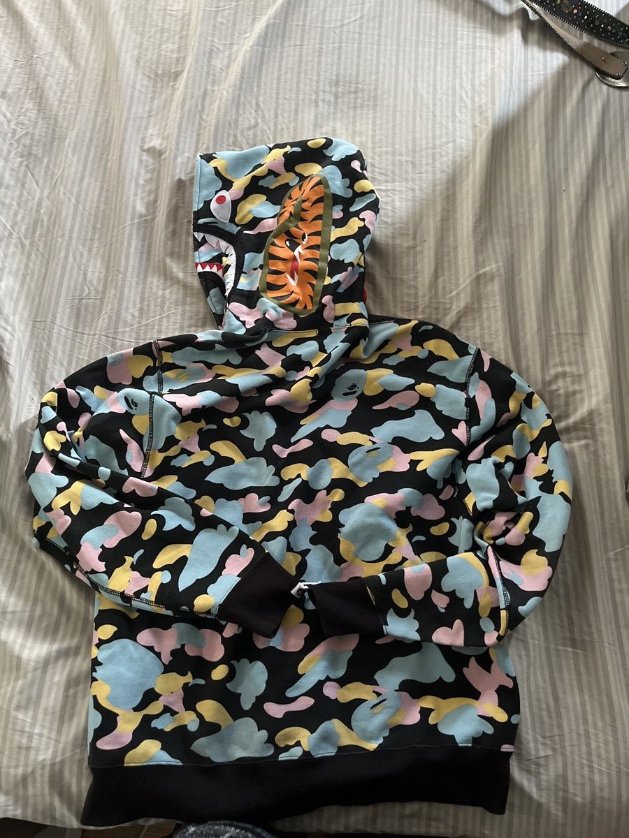 Bape New Multi Camo Shark Full Zip Hoodie Size US L / EU 52-54 / 3 - 2 Thumbnail