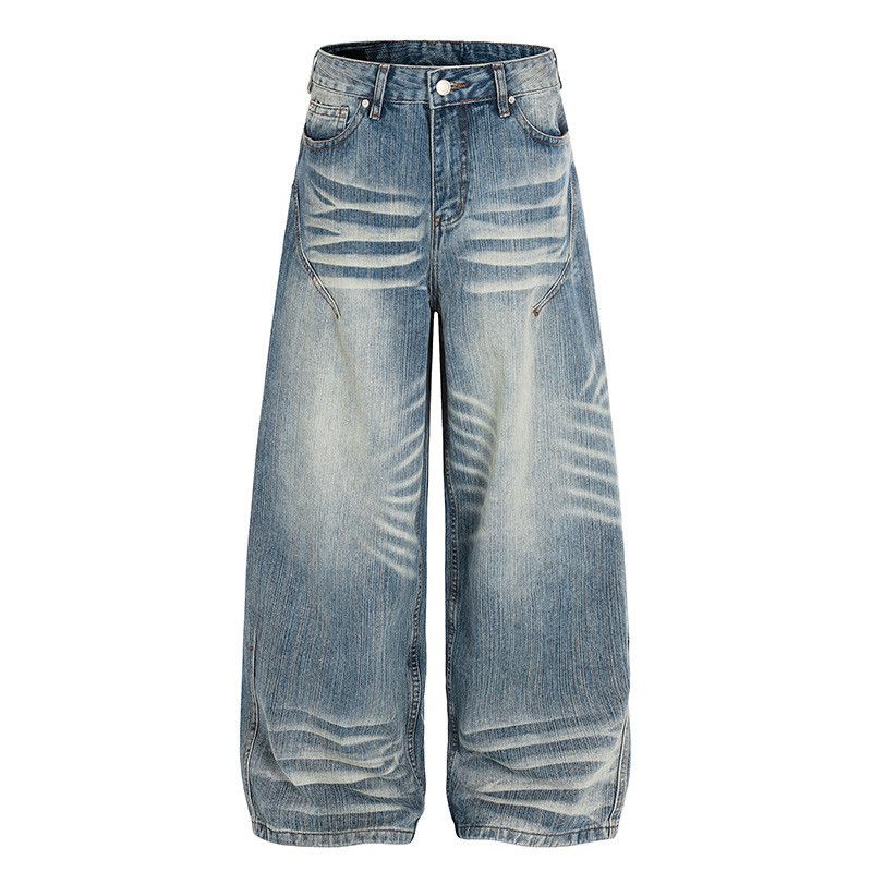 Vintage American retro washed pleated wide-leg jeans for men Size US 32 / EU 48 - 1 Thumbnail