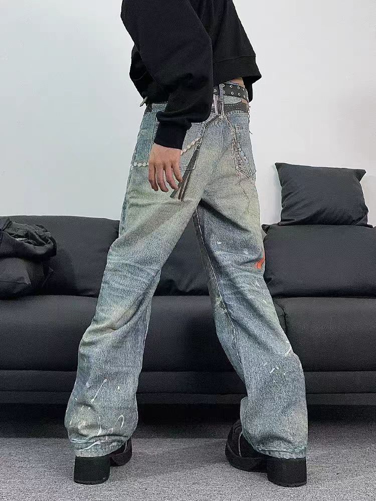 Japanese Brand × Jean Street wash baggy straight leg jeans Size US 32 / EU 48 - 3 Thumbnail