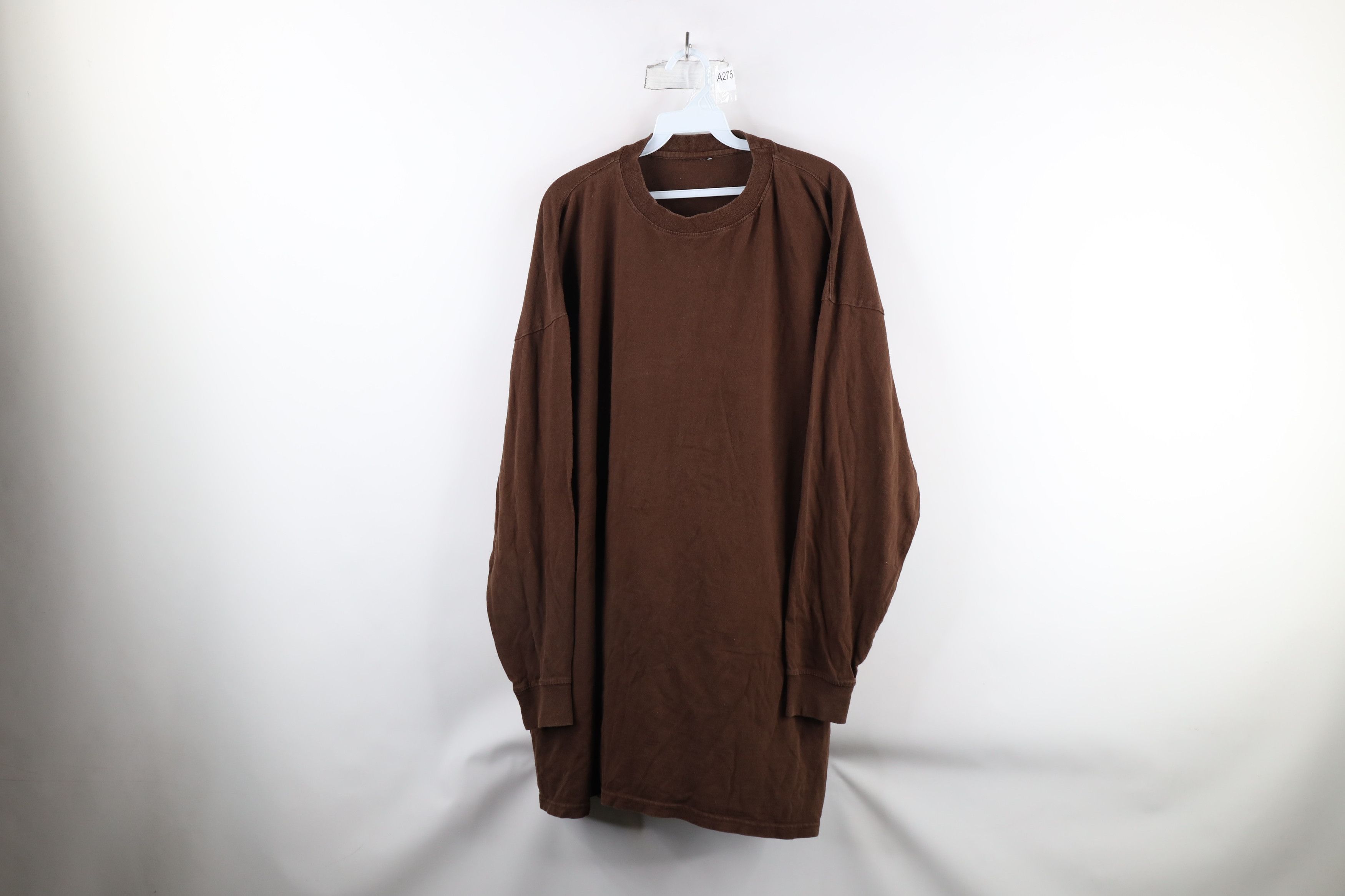 Vintage Vintage 90s Streetwear Long Sleeve T-Shirt Brown Cotton Size US XXL / EU 58 / 5 - 1 Thumbnail