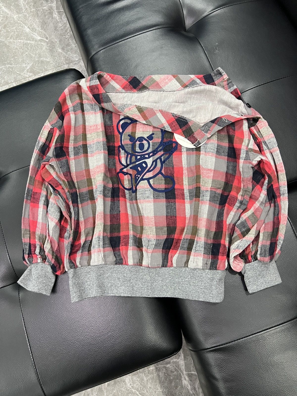 Hysteric Glamour Hysteric Glamour Rock Bear Plaid Button Off-Shoulder Top Size ONE SIZE - 2 Thumbnail