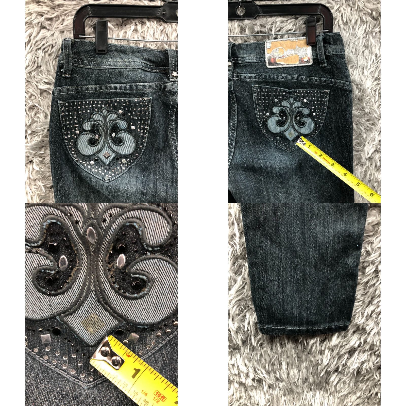 Denime Dereon Jeans Skinny Mid Dark Blue 30 in 33 in Juniors Size 7 Belt Loops 5-Pocket Denim Fashion Womens Size 28" / US 6 / IT 42 - 8 Thumbnail