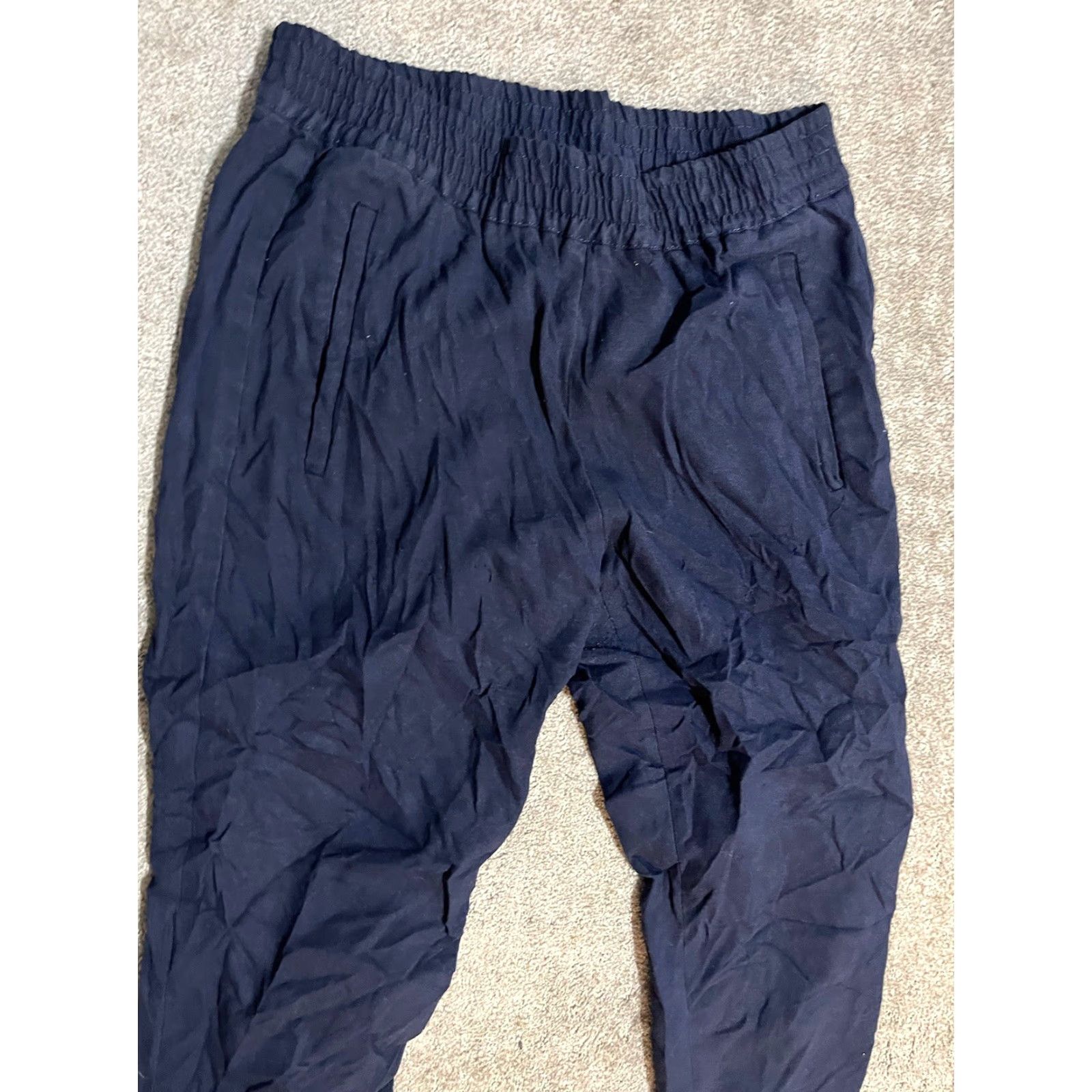Banana Republic Banana Republic Pants Women's Pull-On Navy Blue 6 Polyester Viscose Skinny Ankle Pockets Elastic Waist Preppy Size 28" / US 6 / IT 42 - 2 Thumbnail