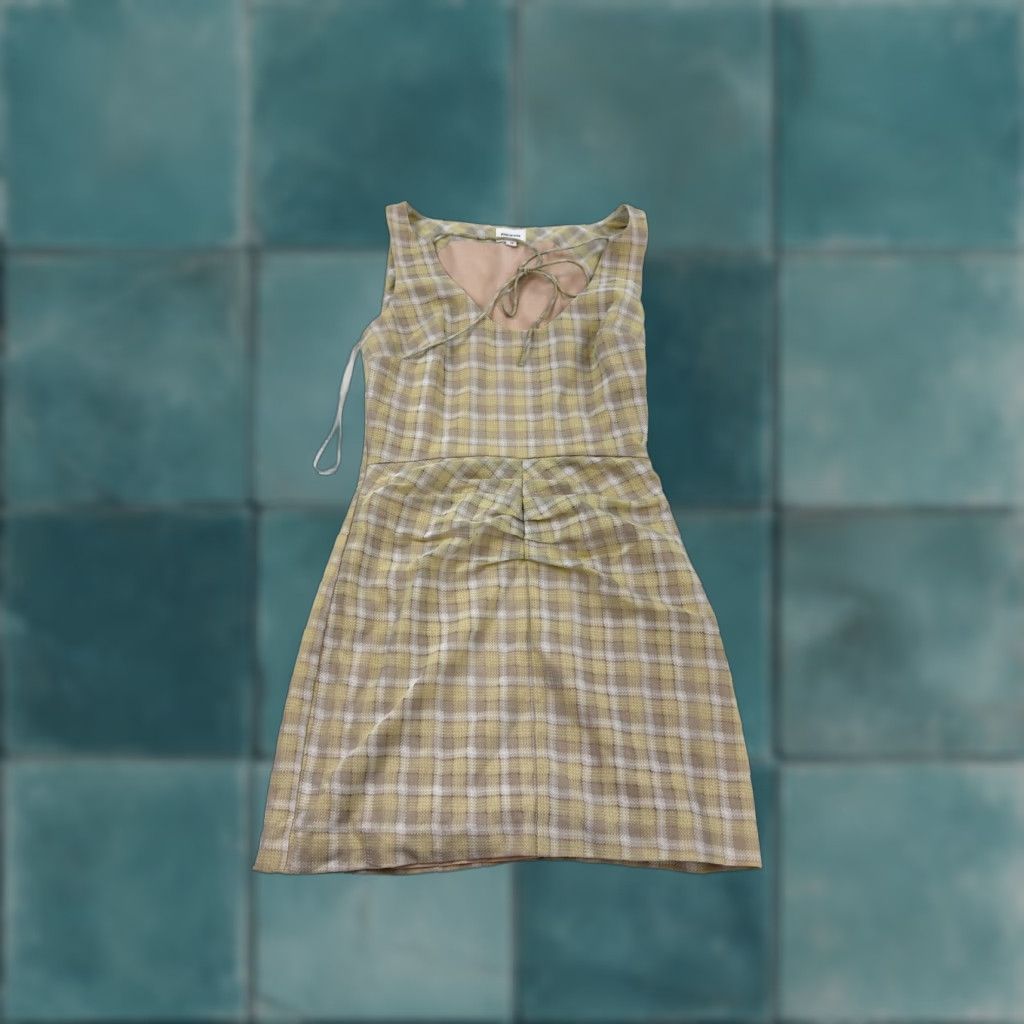 Vintage Song of Style Dress Womens XXS Yellow Plaid Textured Sleeveless Mini Lined Size XXS / US 00 / IT 34 - 1 Thumbnail