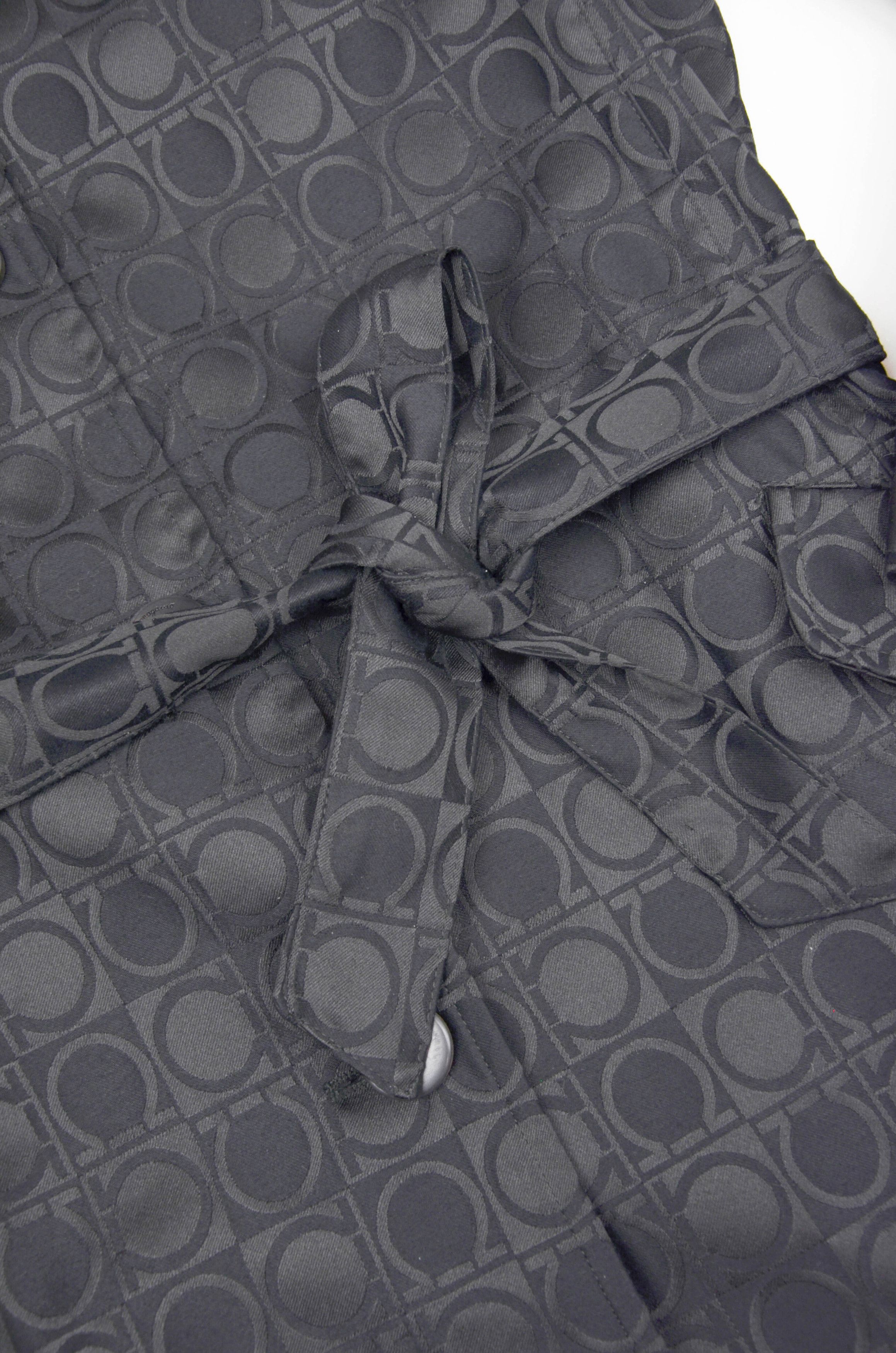 Salvatore Ferragamo Salvatore Ferragamo Black Gancini Jacquard Trench Coat Size XL / US 12-14 / IT 48-50 - 7 Thumbnail
