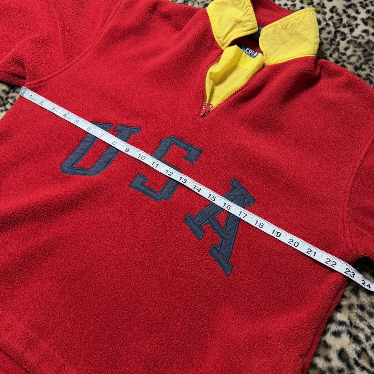 Polo Ralph Lauren 90s Polo Ralph Lauren Red USA Fleece Quarter Zip Sweatshirt Size L / US 10 / IT 46 - 6 Thumbnail