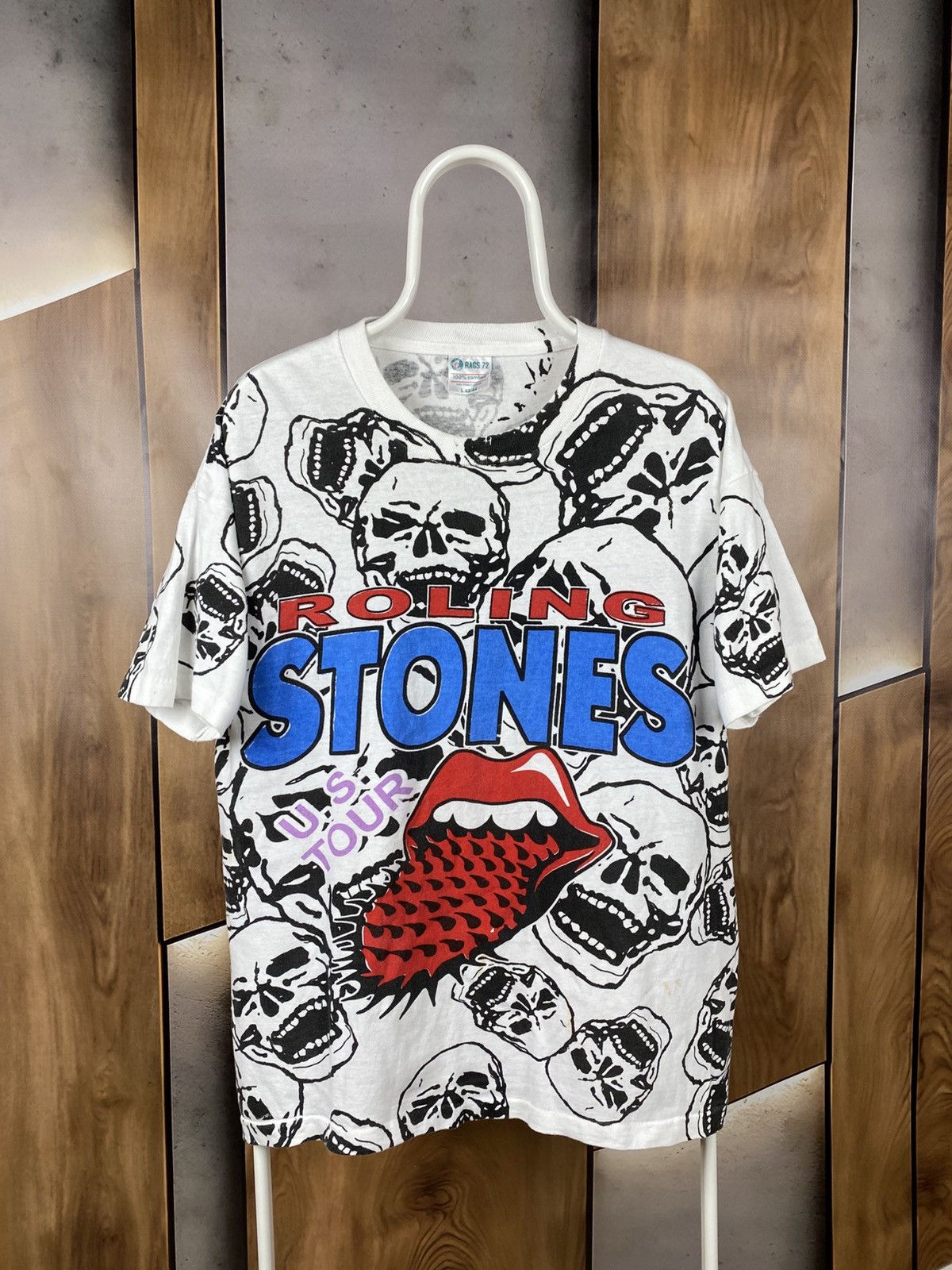 The Rolling Stones 💀Vintage 90s T-Shirt Rolling Stones Overprint U.S Tour Tee💀 Size US L / EU 52-54 / 3 - 1 Thumbnail
