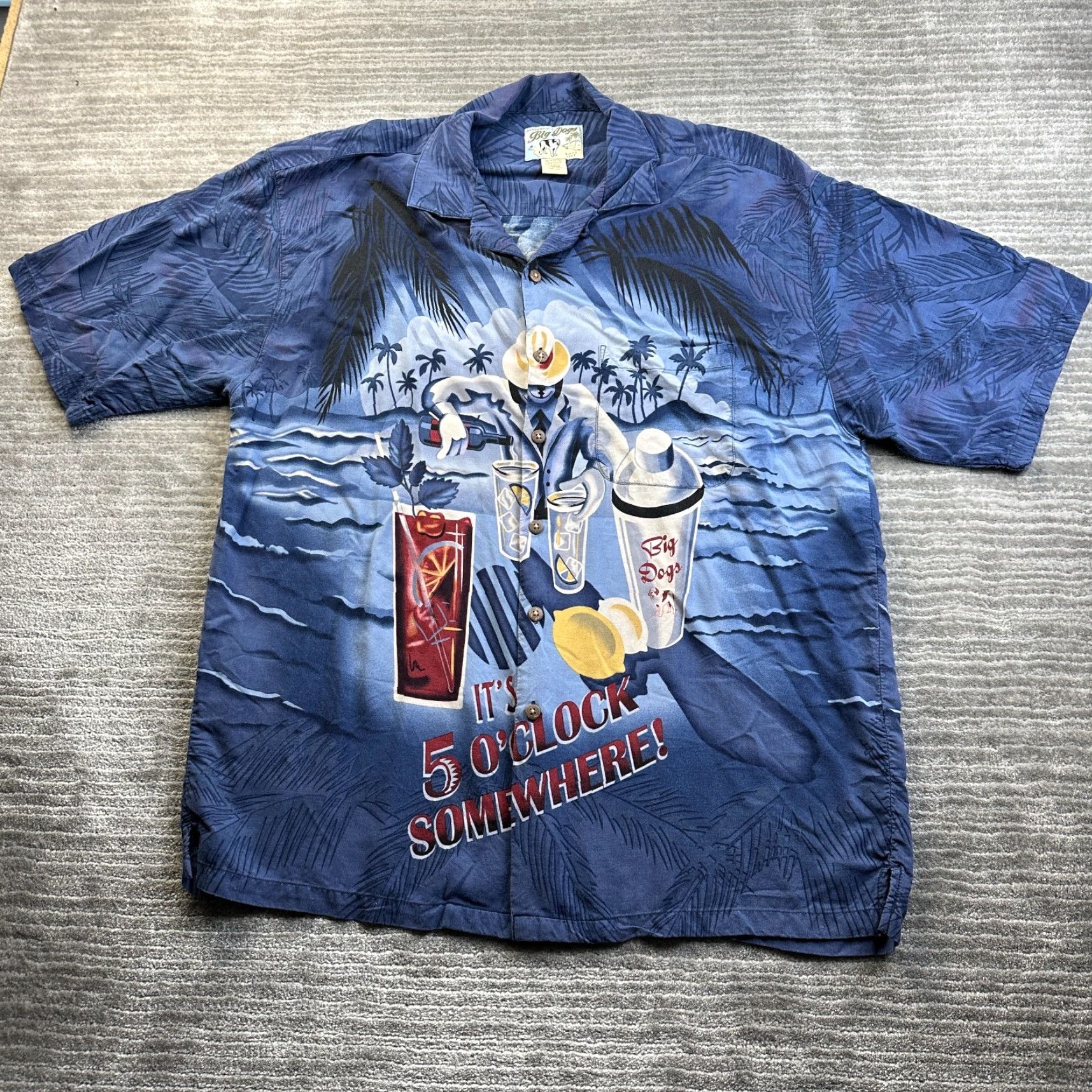 Big Dogs VINTAGE Big Dogs Shirt Mens Large Blue 5 O'clock Graphic Print Bowling Button Size US L / EU 52-54 / 3 - 2 Thumbnail