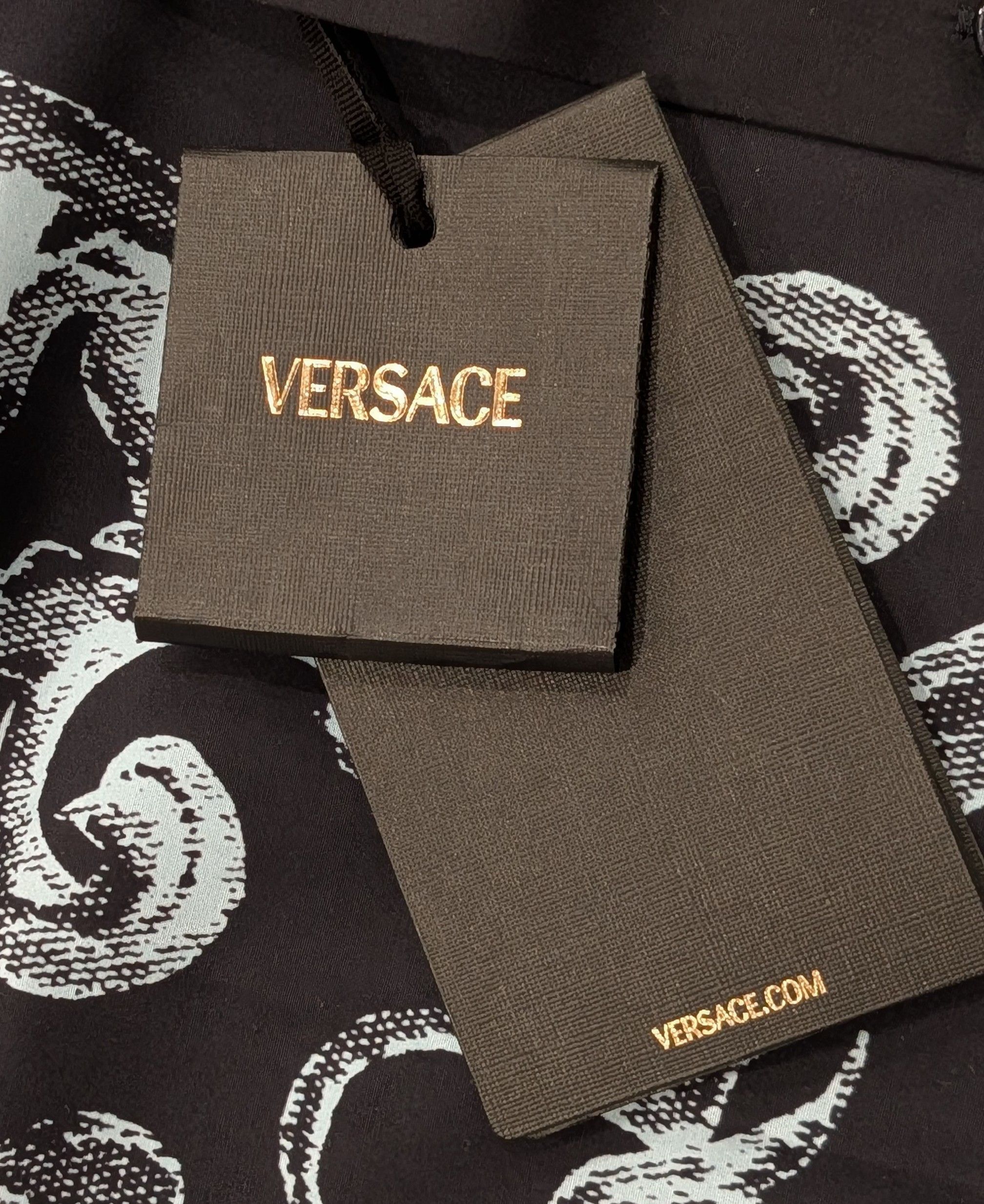 Versace VERSACE Baroque Stencil SS Button Up Shirt Navy 48 US Medim Size US M / EU 48-50 / 2 - 7 Thumbnail