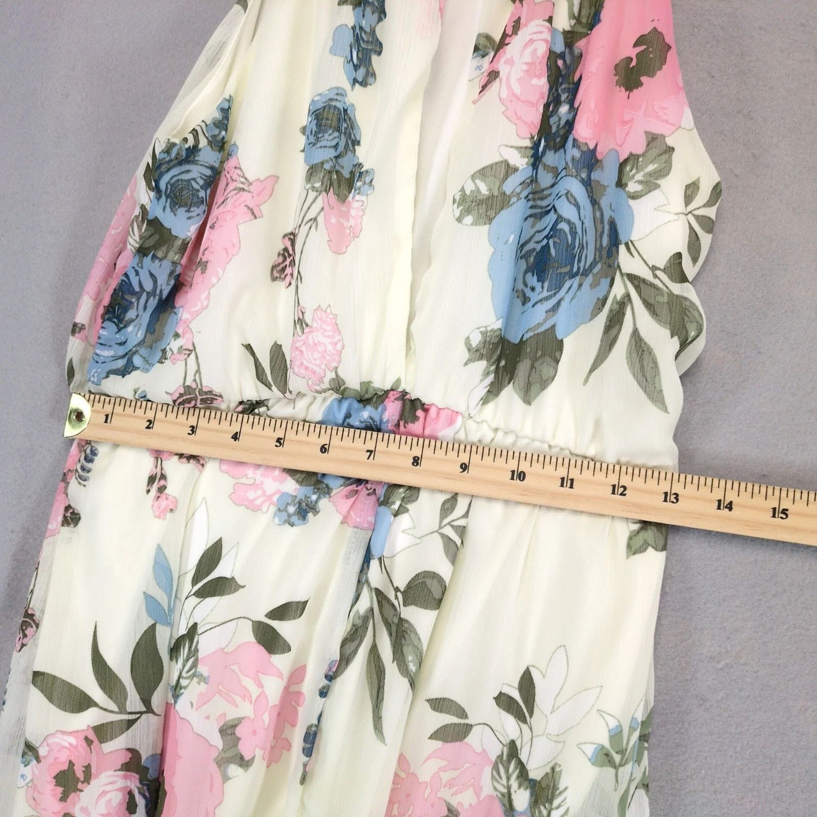 Other Papaya Floral Halter Maxi Dress Sz M Blouson Sheer Lined Size M / US 6-8 / IT 42-44 - 7 Thumbnail