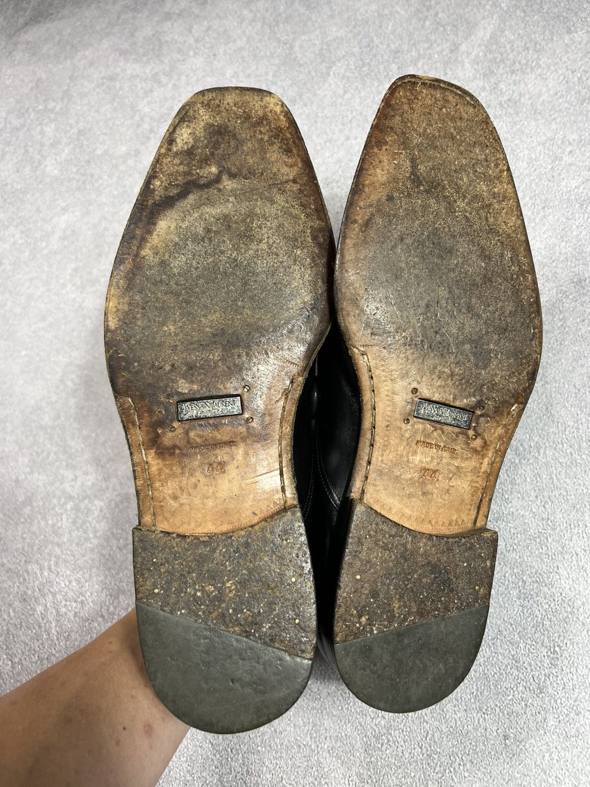 Yves Saint Laurent 🖤VINTAGE LEATHER BLACK YVESSAINTLAUREN SHOES Y2K NEWROCK STY Size US 10 / EU 43 - 7 Thumbnail