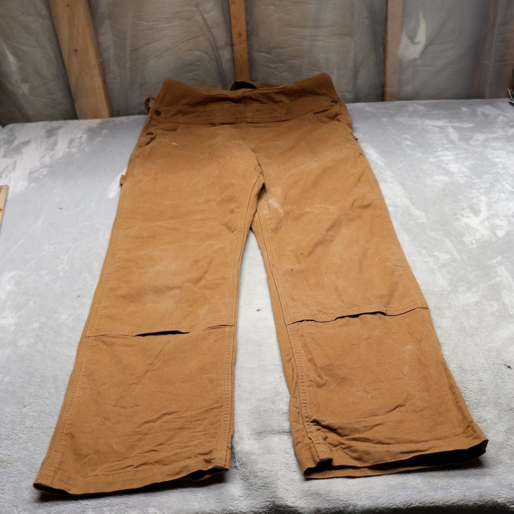 Carhartt Carhartt Bib Overalls Womens Large 12-14 Brown Rugged Flex Loose Fit 39x32 READ Size 36" / US 14 / IT 50 - 2 Thumbnail