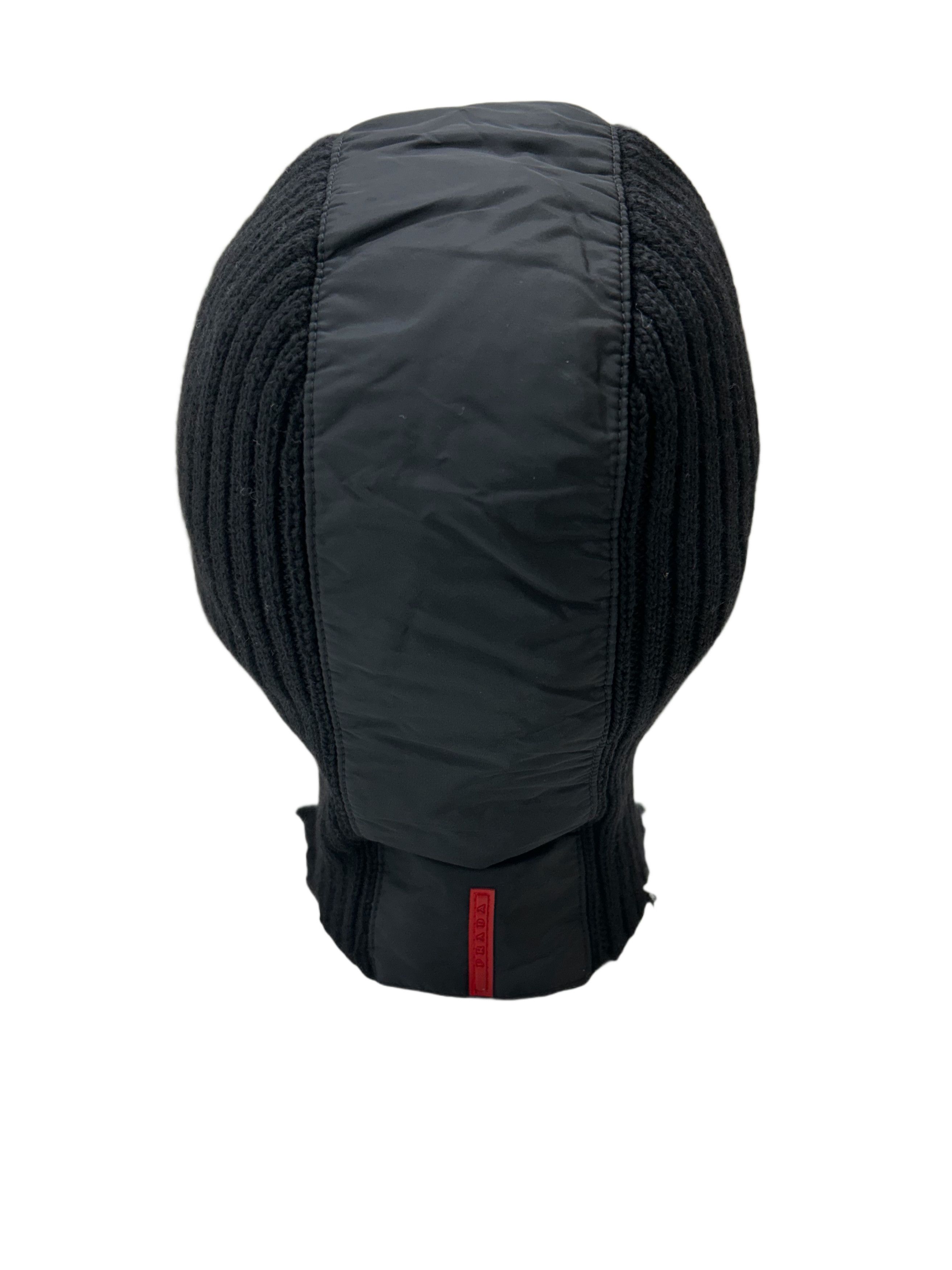 Prada Prada Linea Rossa Black Ribbed Wool Balaclava Size ONE SIZE - 4 Thumbnail