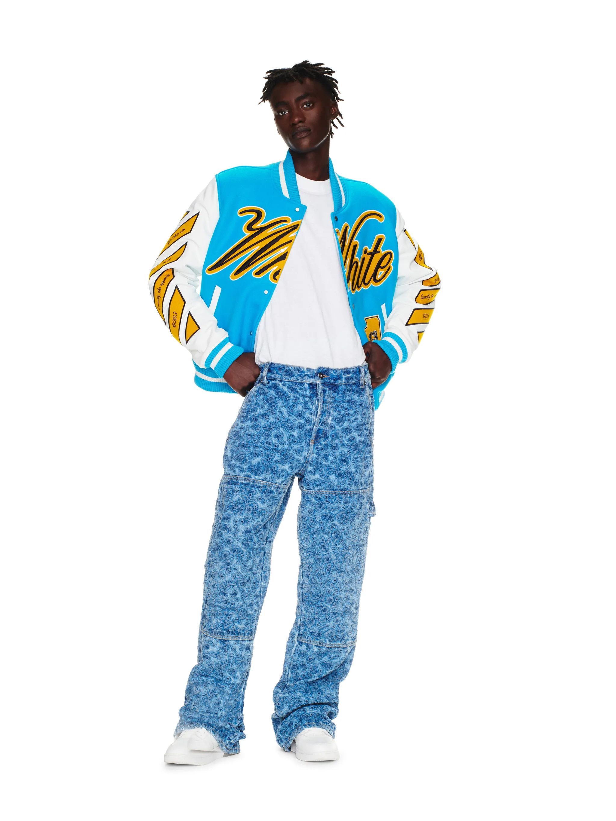 Off-White Off-White Flowers Embroidered Denim Flare Carpenter Pants Size US 31 - 5 Thumbnail