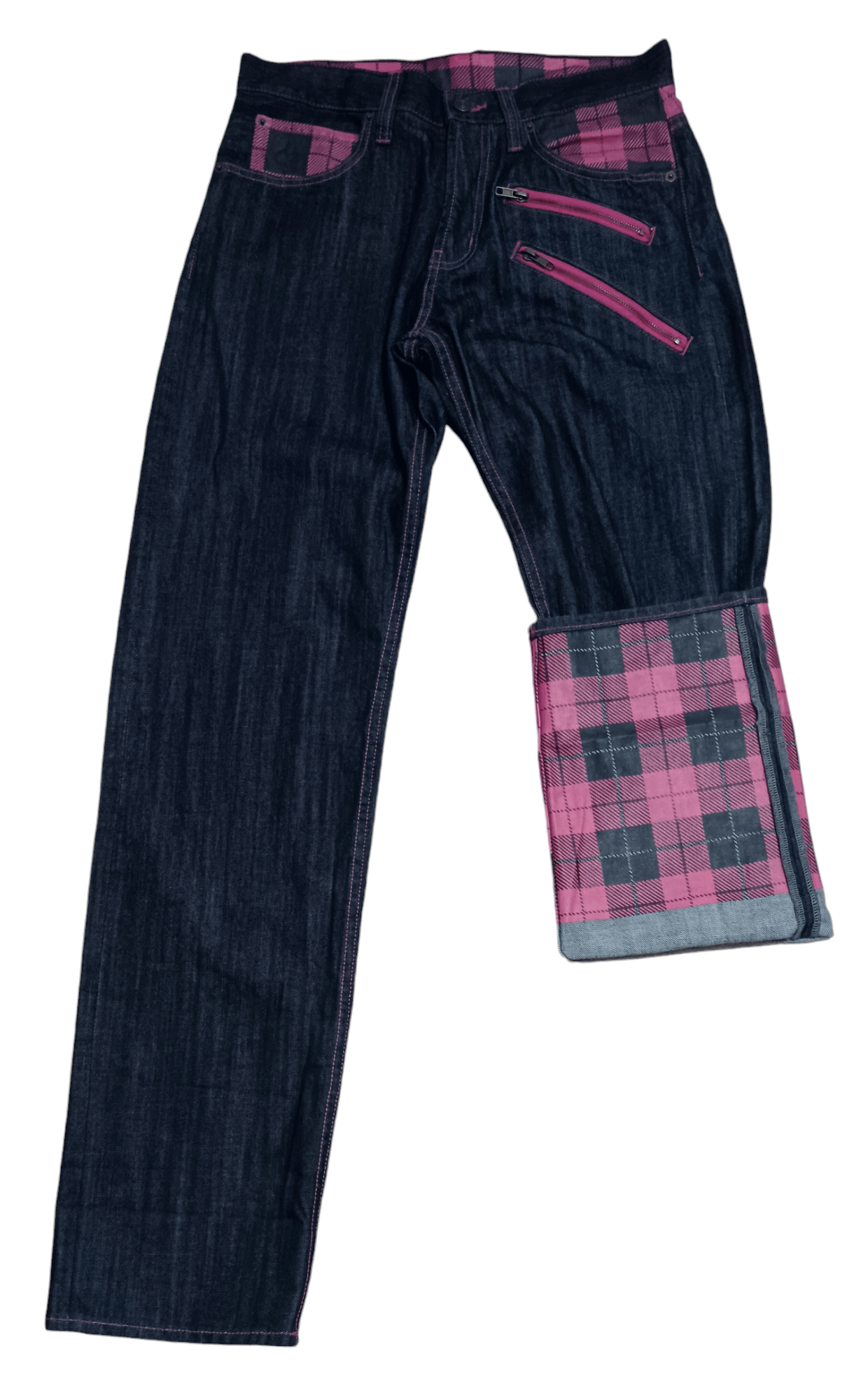 TARTAN SLUBBY DENIM JEANS
