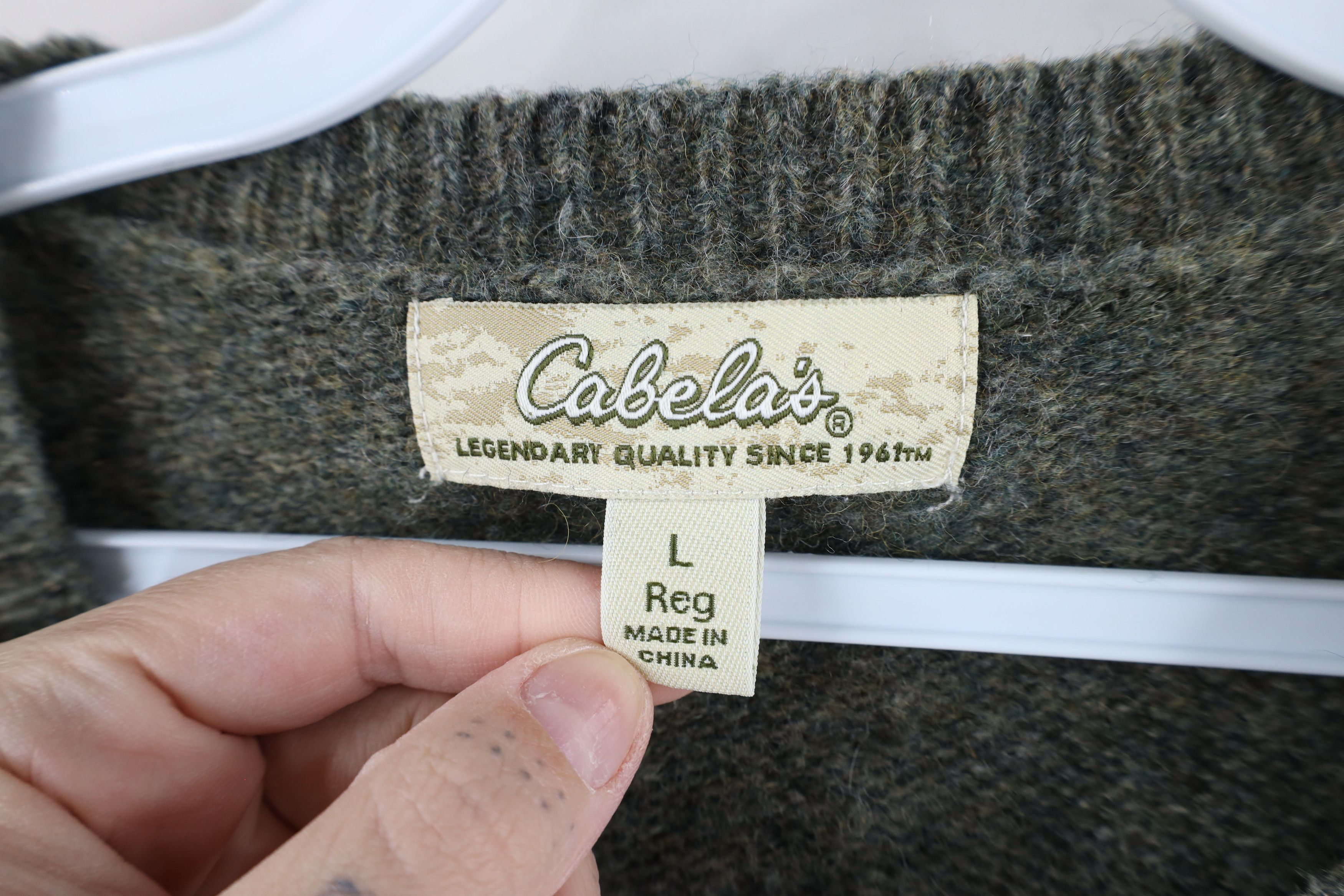 Cabelas × Vintage Vintage Cabelas Blank Wool Blend Knit Sweater Heather Green Size US L / EU 52-54 / 3 - 4 Thumbnail