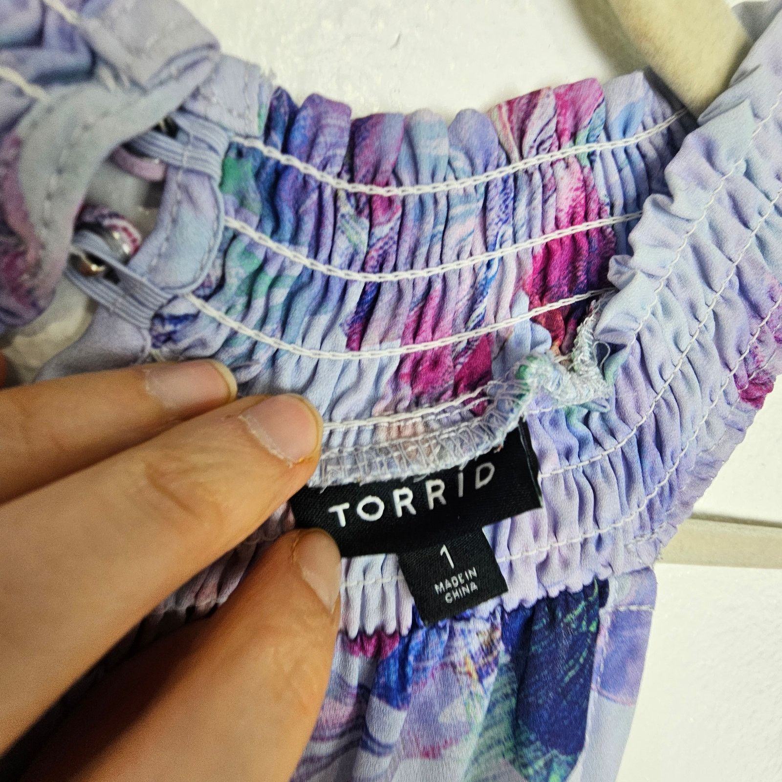 Corridor Torrid Blouse Purple Floral Print Cold Shoulder Top 1X Size XL / US 12-14 / IT 48-50 - 6 Thumbnail