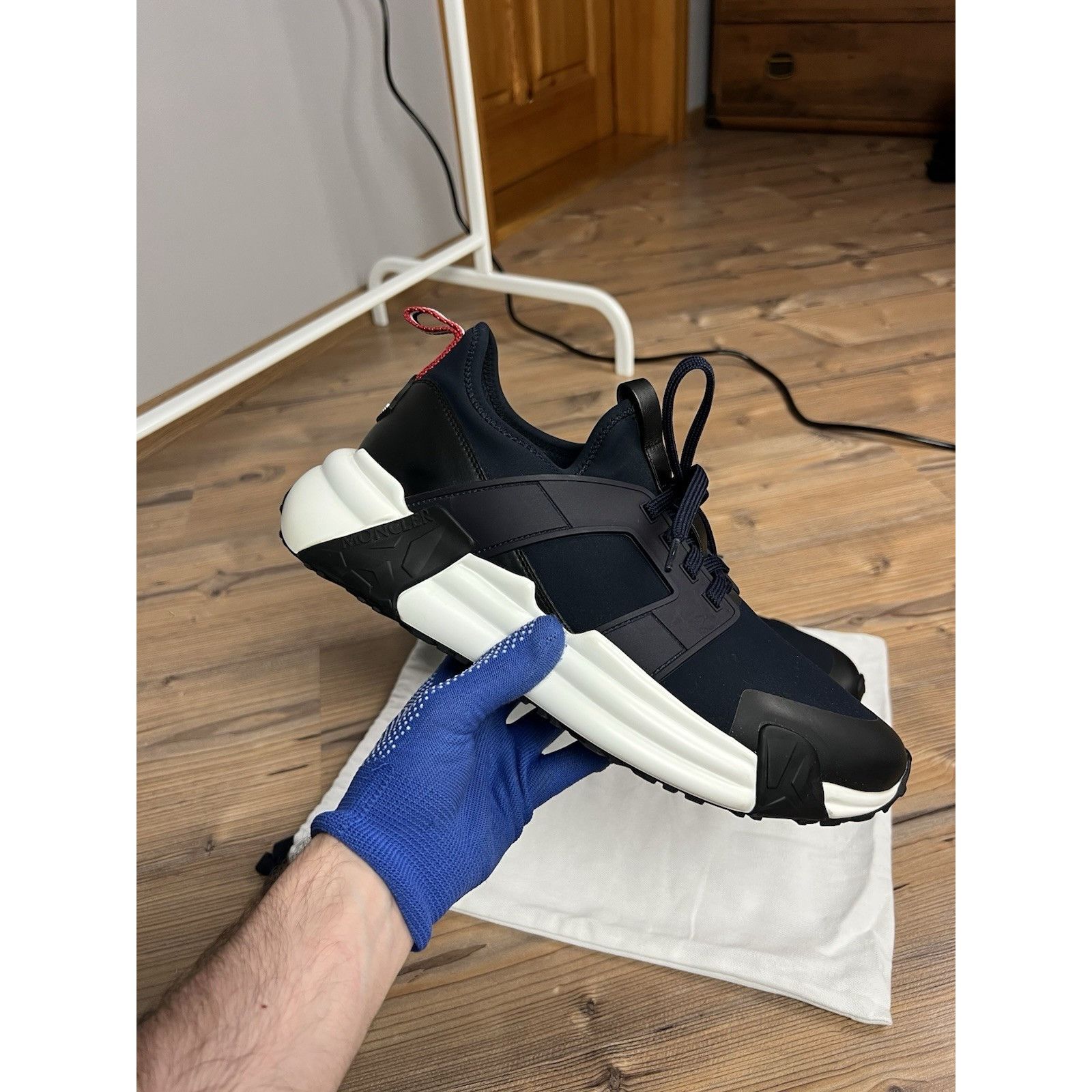 Moncler NWOB Moncler Lunarove Blue Men`s Leather & Mesh Sneakers Siz Size US 10.5 / EU 43-44 - 2 Thumbnail