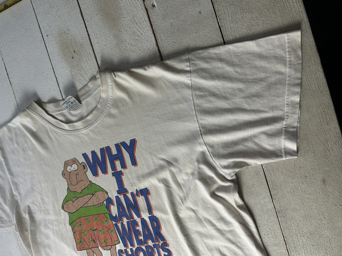 Vintage HUMOR 🚨 WHY I CAN’T WEAR SHORTS BIG LOGO BOXY VNTG TEE Size US L / EU 52-54 / 3 - 2 Thumbnail