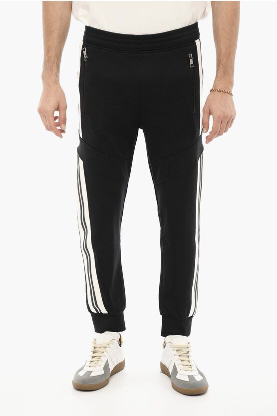 image of Neil Barrett Skinny Fit Joggers With Contrasting Side Bands in Black, Men's (Size 30)