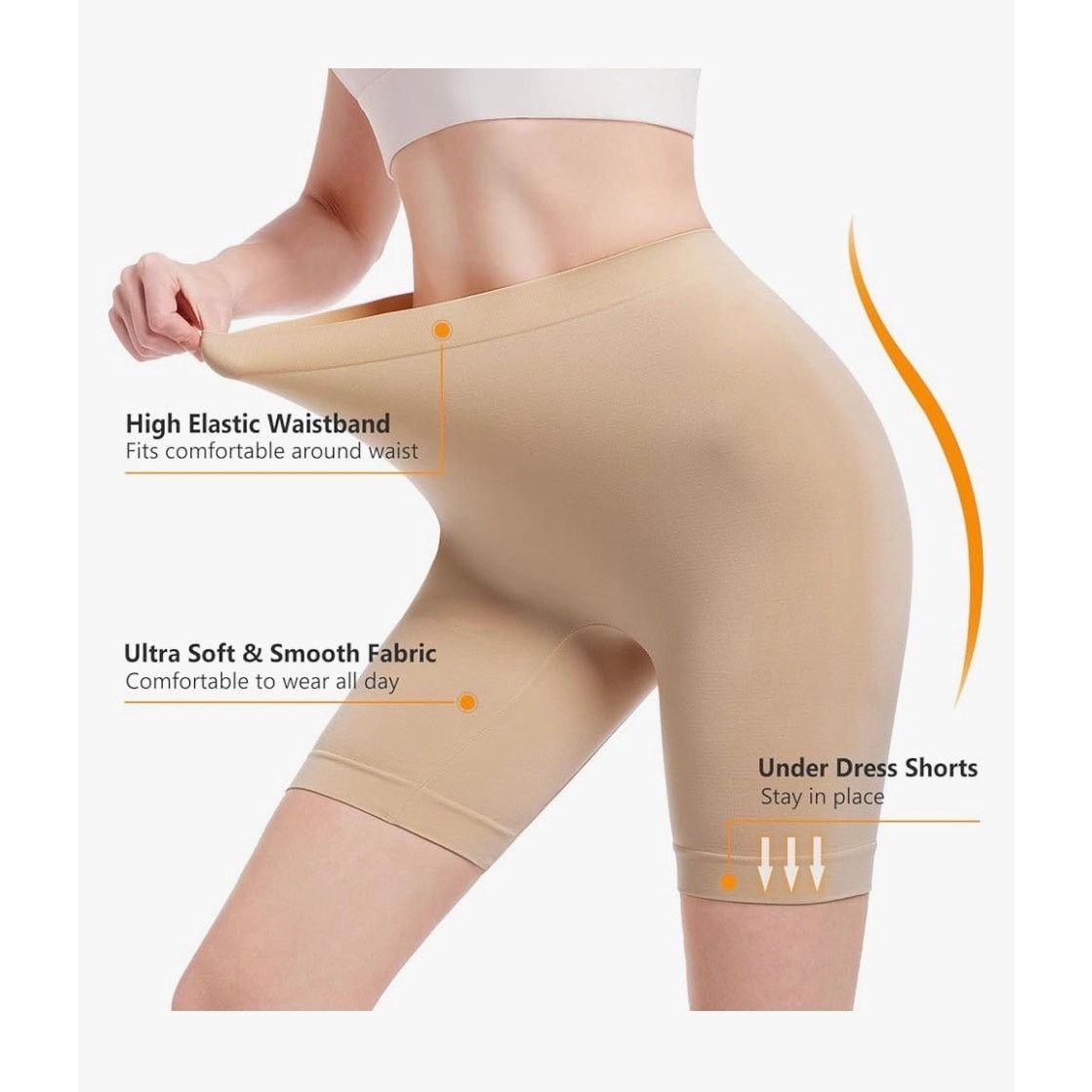 The Unbranded Brand Slip Shorts for Under Dresses Anti Chafing High Waisted Sz L Size 32" / US 10 / IT 46 - 2 Thumbnail