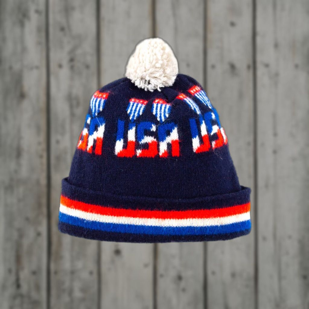 Vintage VINTAGE USA Beanie Pom Pom Stripes Significance Freeform Hopeful Vintage? Size ONE SIZE - 1 Thumbnail