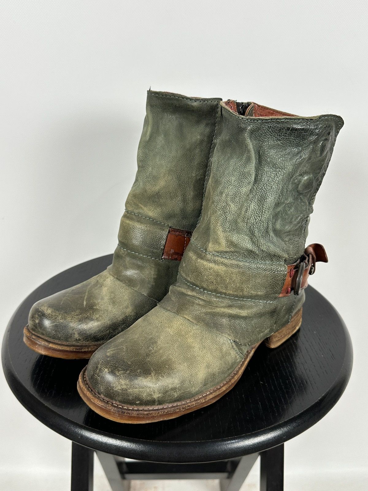 A.S.98 A.S.98. Airstep Leather Biker Ankle Buckle Strap Boots Size US 6 / IT 36 - 7 Thumbnail