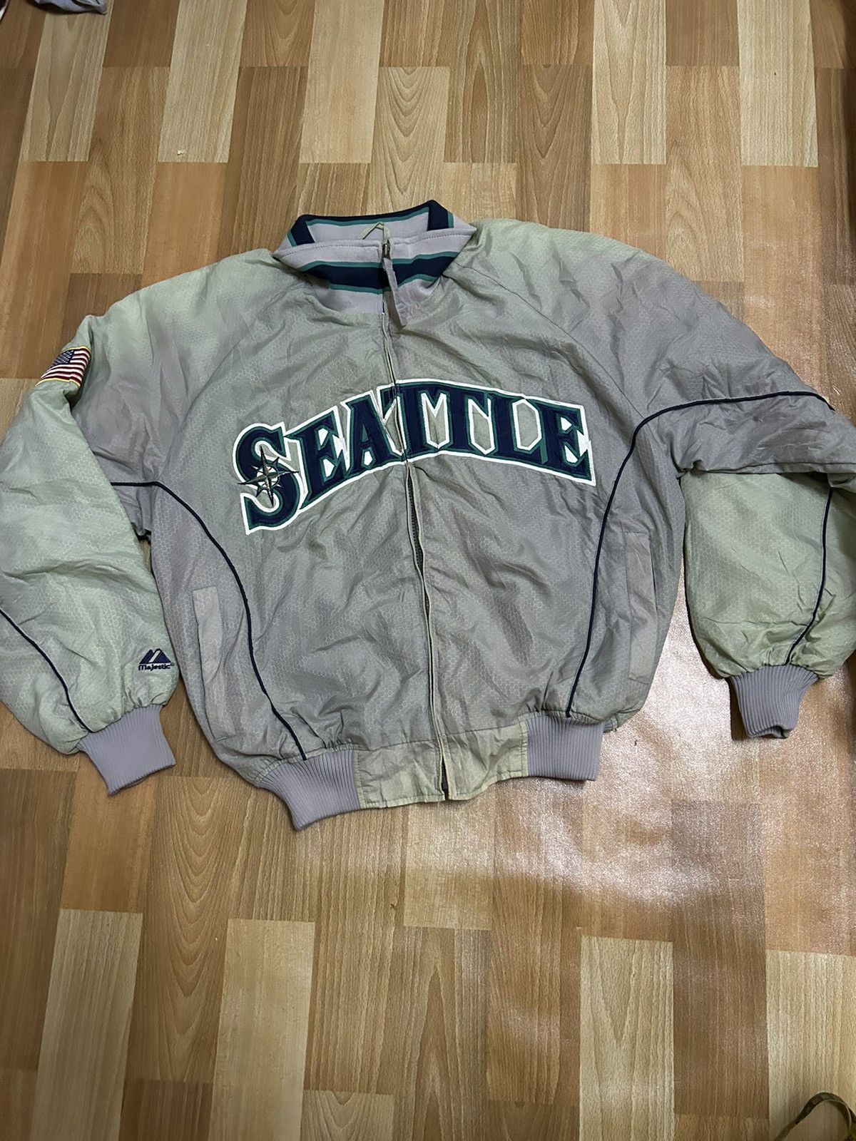 image of Vintage Mariners Seattle Bomber Jackets in Fade To Grey, Men's (Size Large)