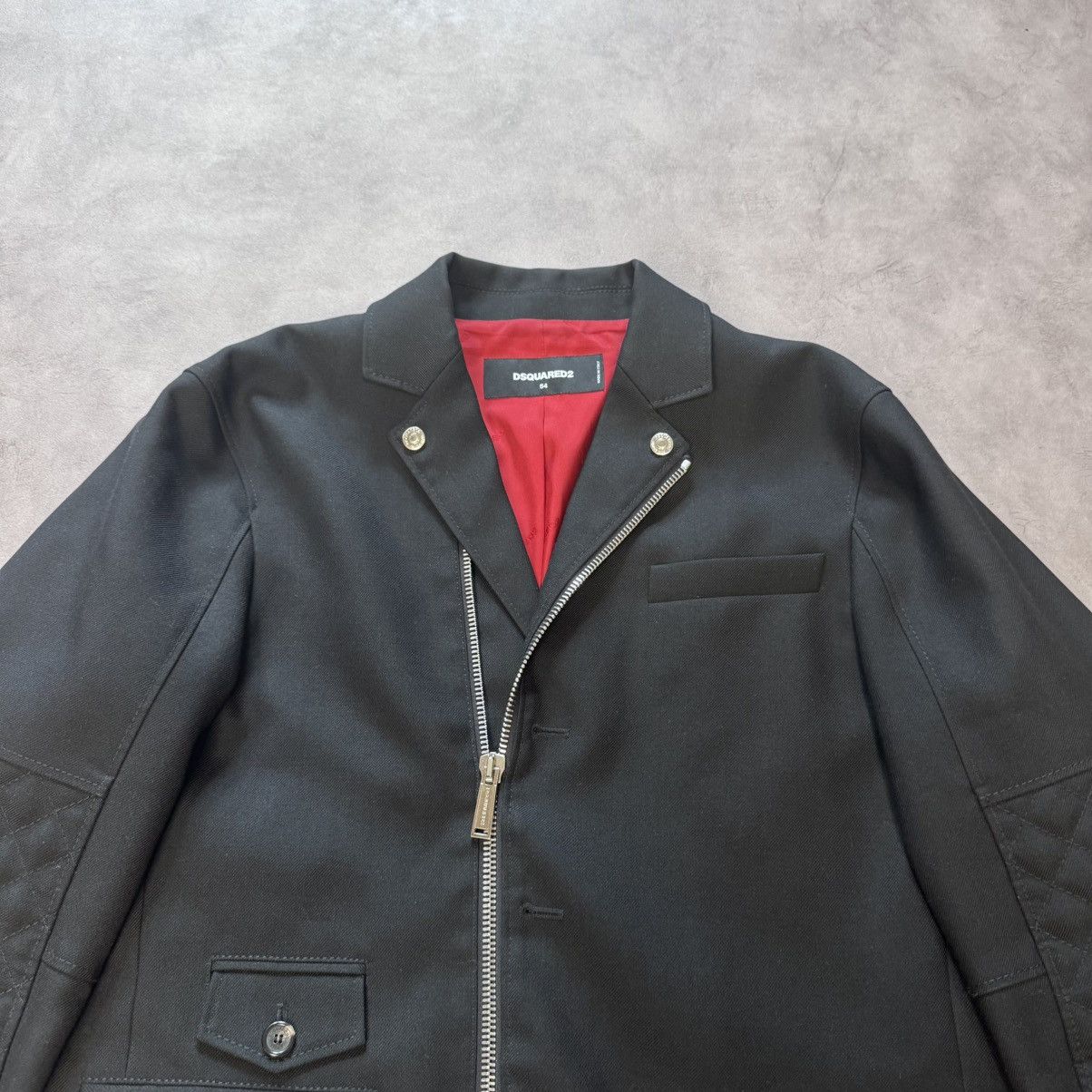 Dsquared2 Dsquared2 Men's Black Wool Biker Blazer Jacket Size:IT-54 Size US L / EU 52-54 / 3 - 3 Thumbnail