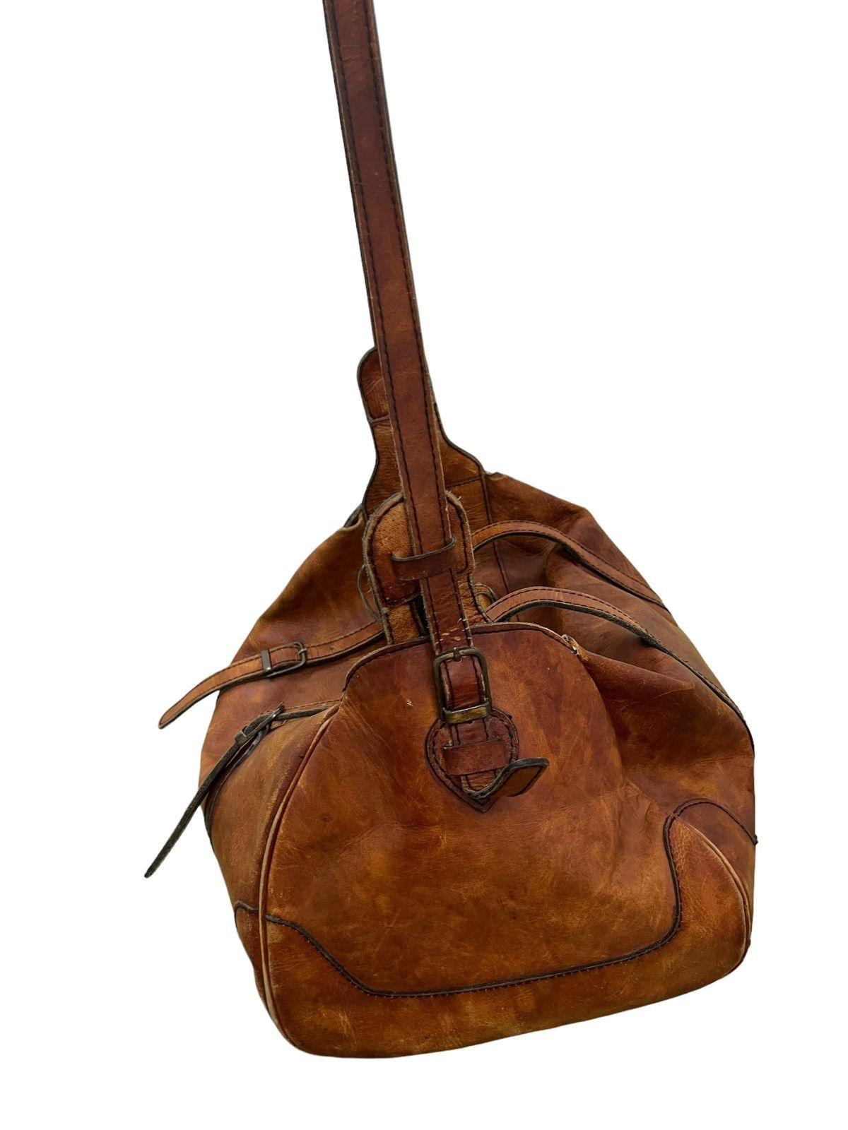 Japanese Brand Full Leather Patina Vtg Unknown Duffle Bag 1🟩 Size ONE SIZE - 5 Thumbnail