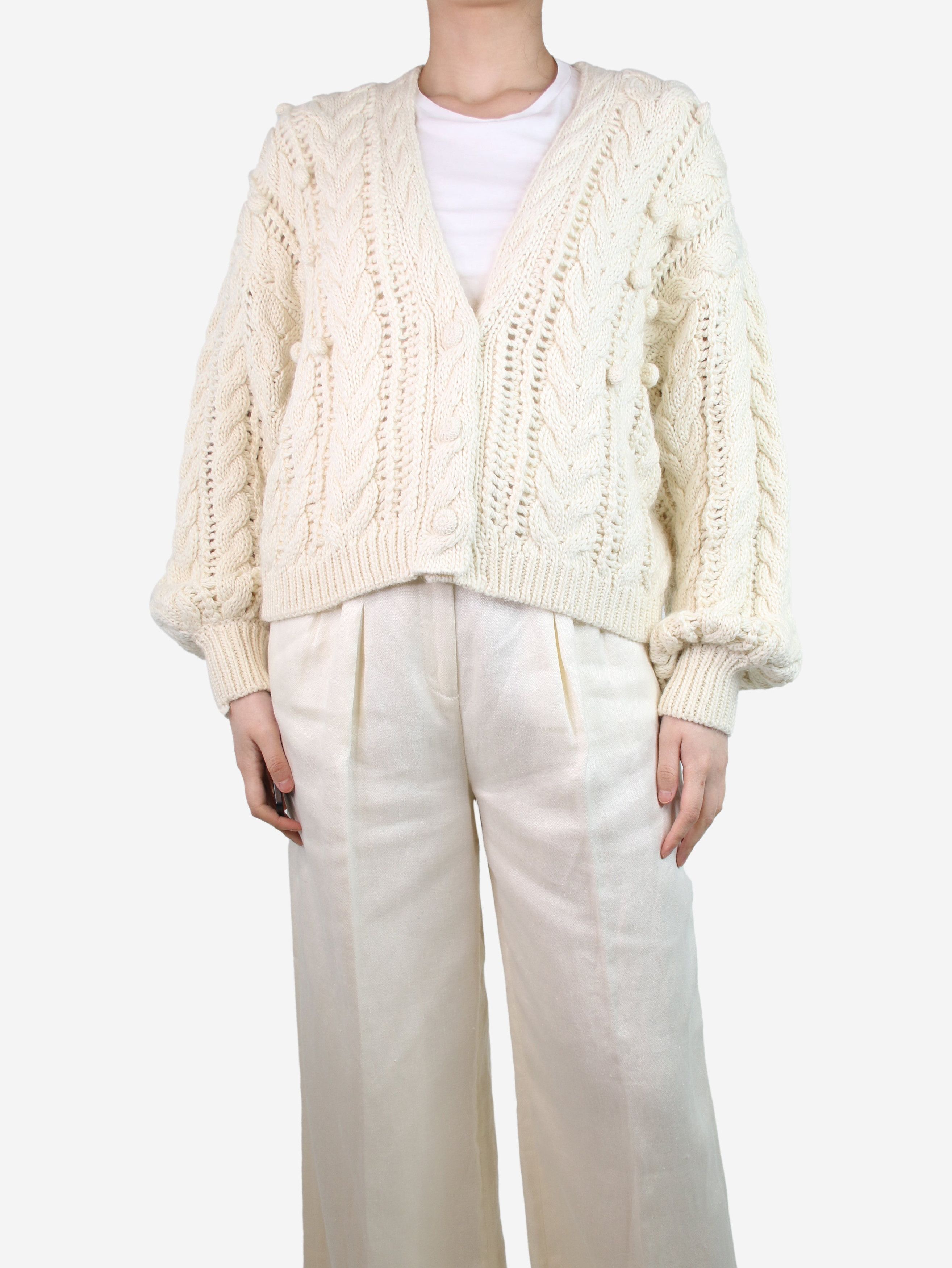 Image of Ulla Johnson Cream Cable Knit Cardigan - Size S, Women's