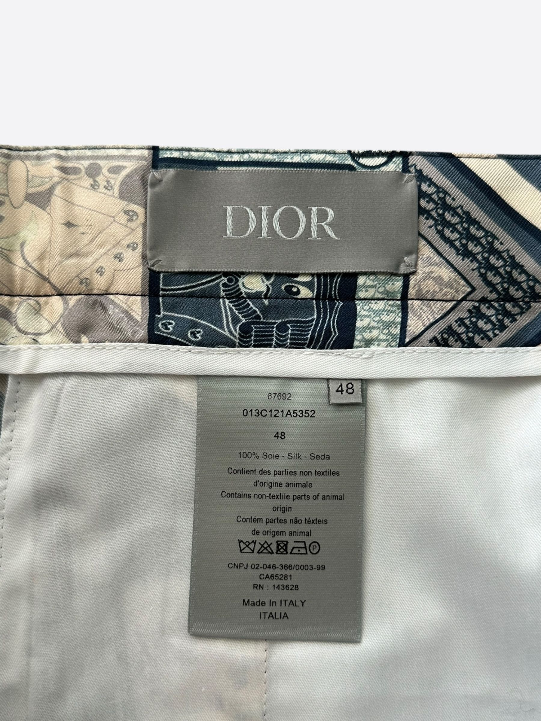 Dior Dior Kenny Scharf Blue & White Playing Cards Silk Shorts Size US 30 / EU 46 - 3 Thumbnail