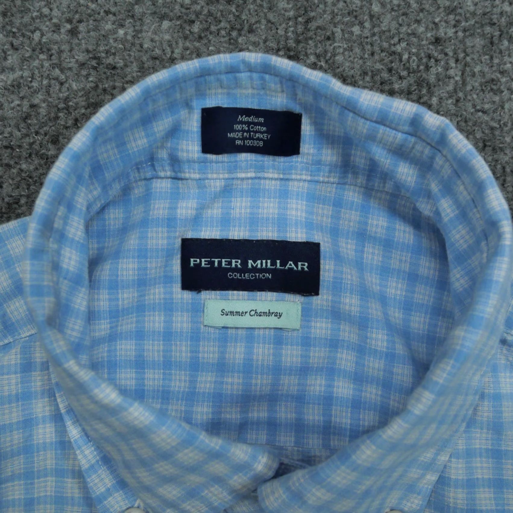 Peter Millar VINTAGE Peter Millar Shirt Mens M Blue Plaid Button Up Long Sleeve Chambray Size US M / EU 48-50 / 2 - 3 Thumbnail