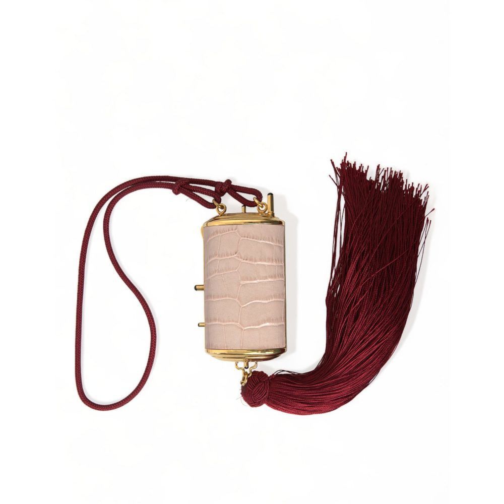 Dolce & Gabbana Dolce & Gabbana Pink Exotic Leather Mini Mirror Tassel Makeu Size ONE SIZE - 1 Thumbnail