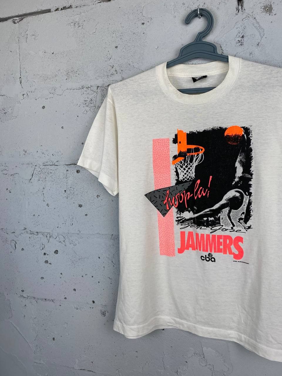 NBA × Vintage Vintage Rare CBA San Jose Jammers 1991 Basketball T Shirt Size US L / EU 52-54 / 3 - 3 Thumbnail