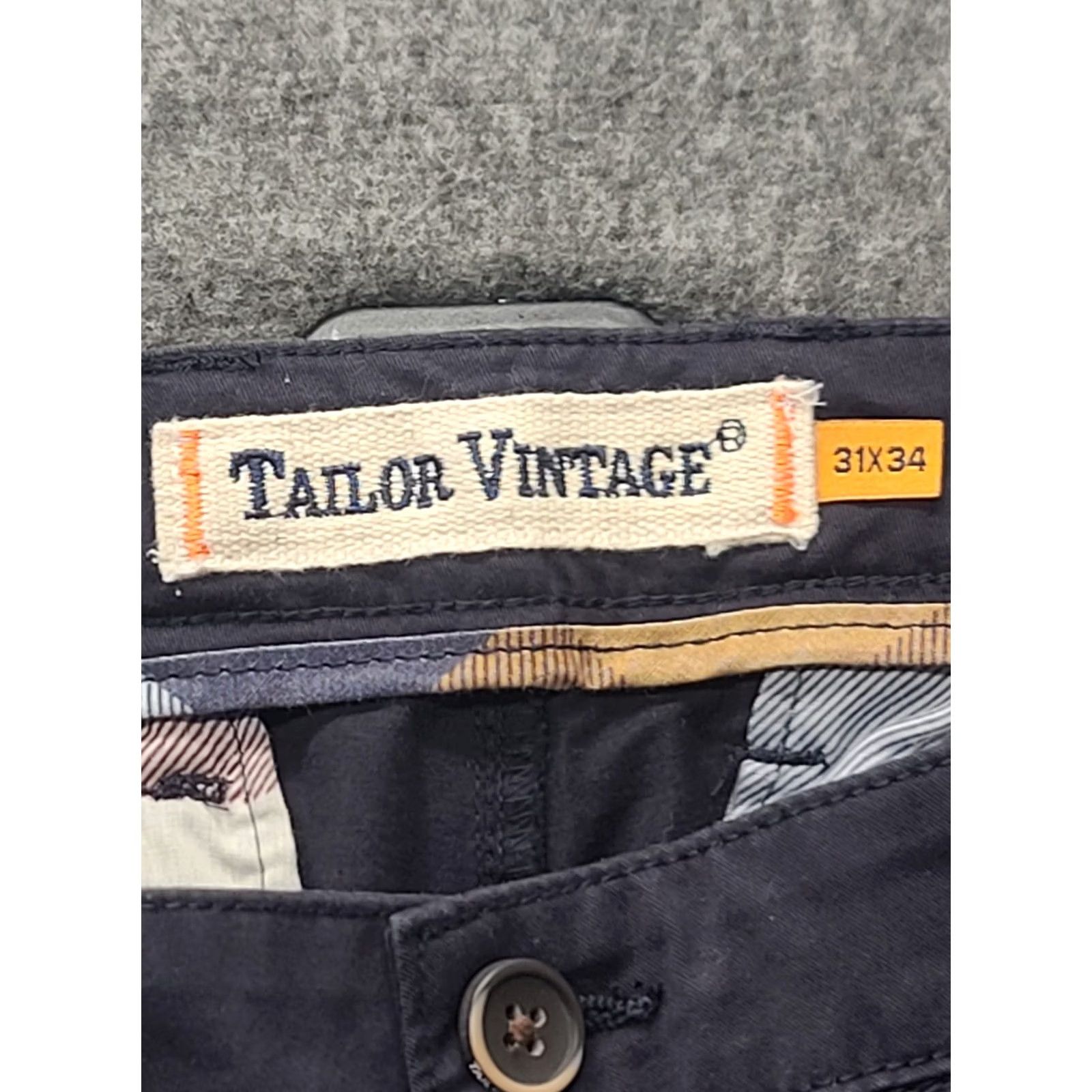 Vintage Tailor Vintage Pants Mens 31x34 Slim Fit Straight Leg Blue Cotton Spandex Chino Size US 31 - 2 Thumbnail
