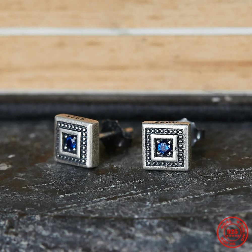 Jewelry Tiny Blue Zircon Stud Earrings 925 Sterling Ear Studs Charms Size ONE SIZE - 1 Thumbnail