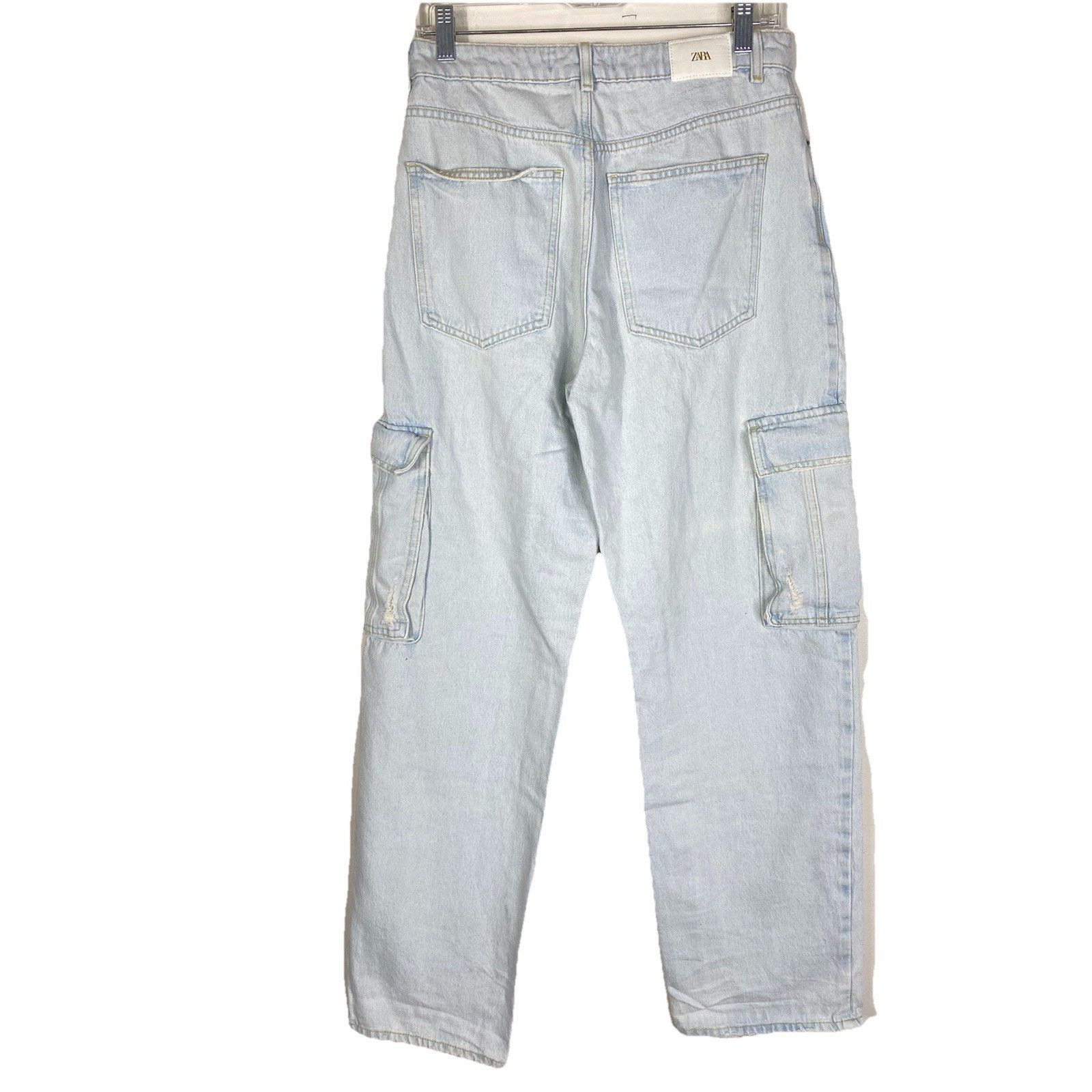 Zara Zara Womens Size 4 Ultra High Rise Wide Leg Cargo Jeans Size 27" / US 4 / IT 40 - 4 Thumbnail