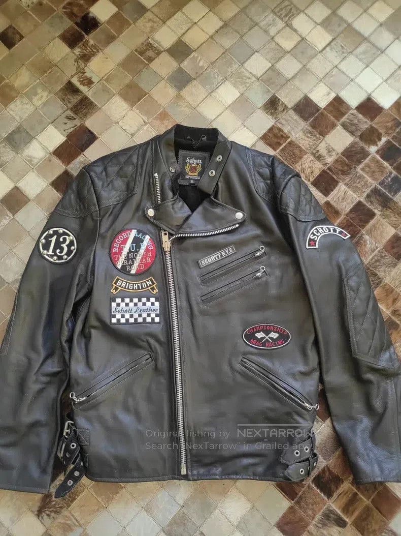 Schott Schott Nude cowhide Harley motorcycle biker jacket Size US XL / EU 56 / 4 - 2 Thumbnail