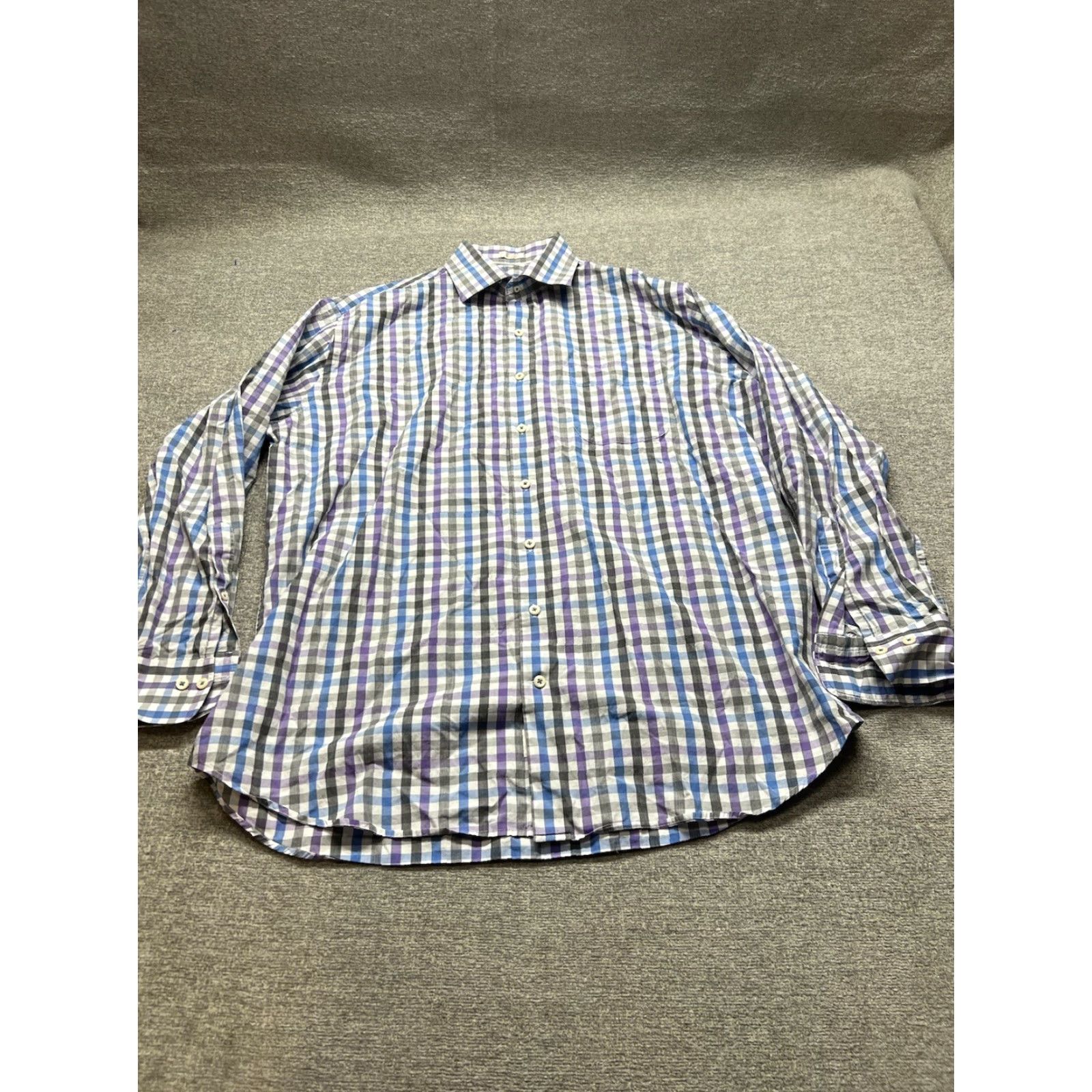 Peter Millar Peter Millar Button-Down Shirt Men's XL Blue Plaid Cotton Shirt Size US XL / EU 56 / 4 - 2 Thumbnail