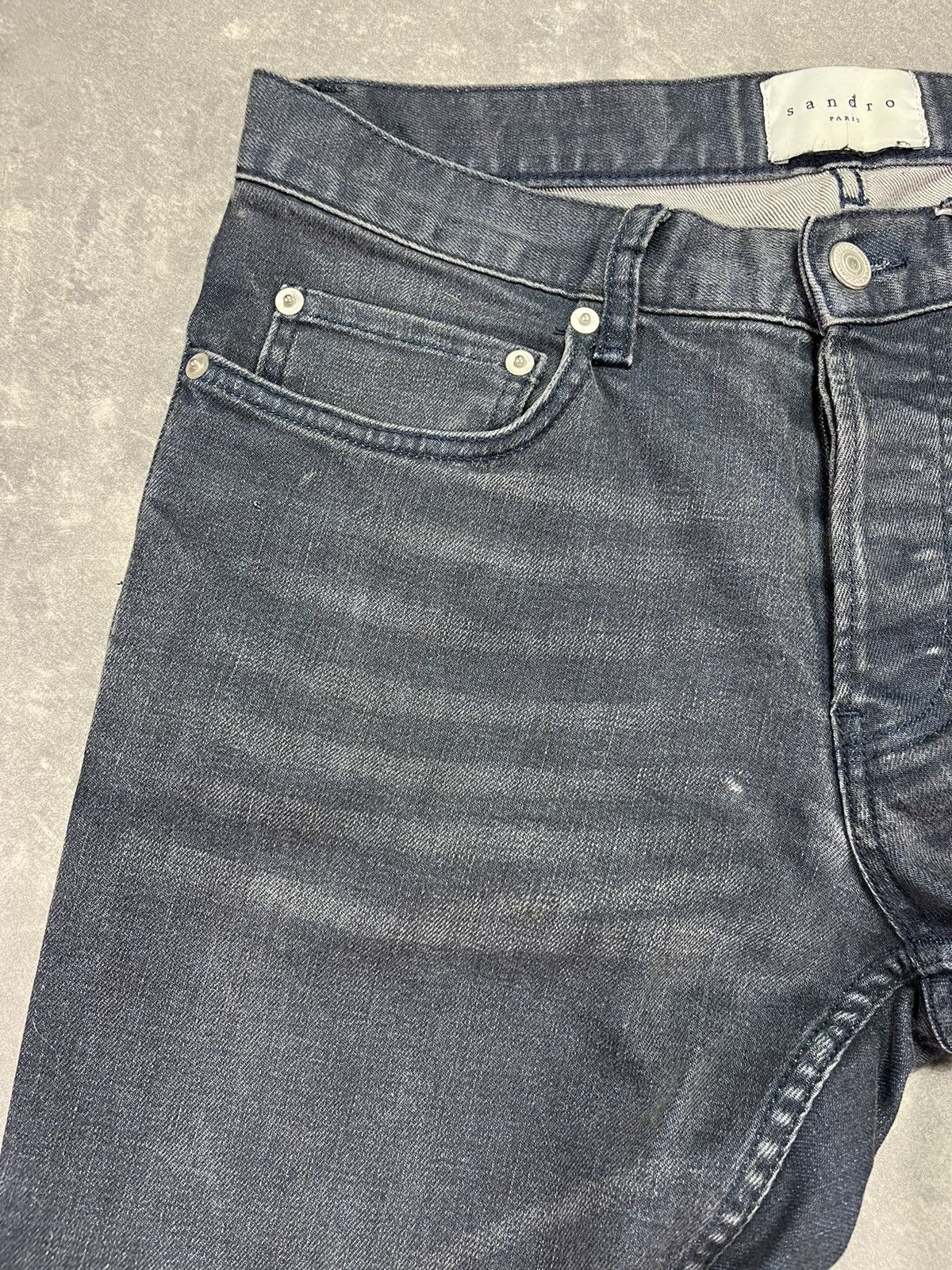 Sandro Sandro Faded Washed Dark Blue / Black Droit Denim Jeans 31 Size US 31 - 6 Thumbnail