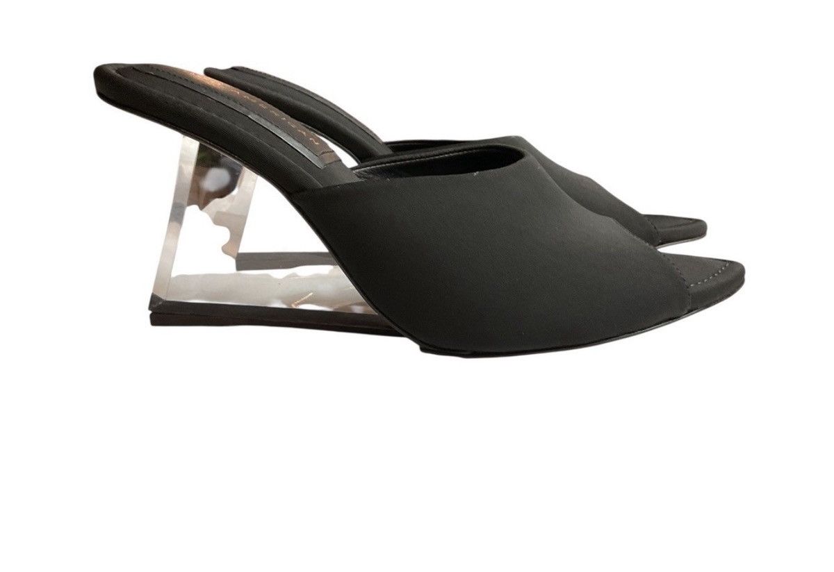 Good American Clear Wedge Sandals Black Neoprene Sz 8.5 NWT