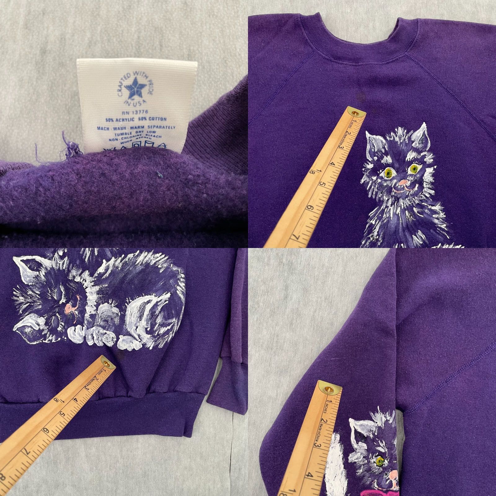 Vintage VINTAGE Parrill Cat Sweater Pullover Women Large Purple Fleece 90s Casual Ladies Size L / US 10 / IT 46 - 8 Thumbnail