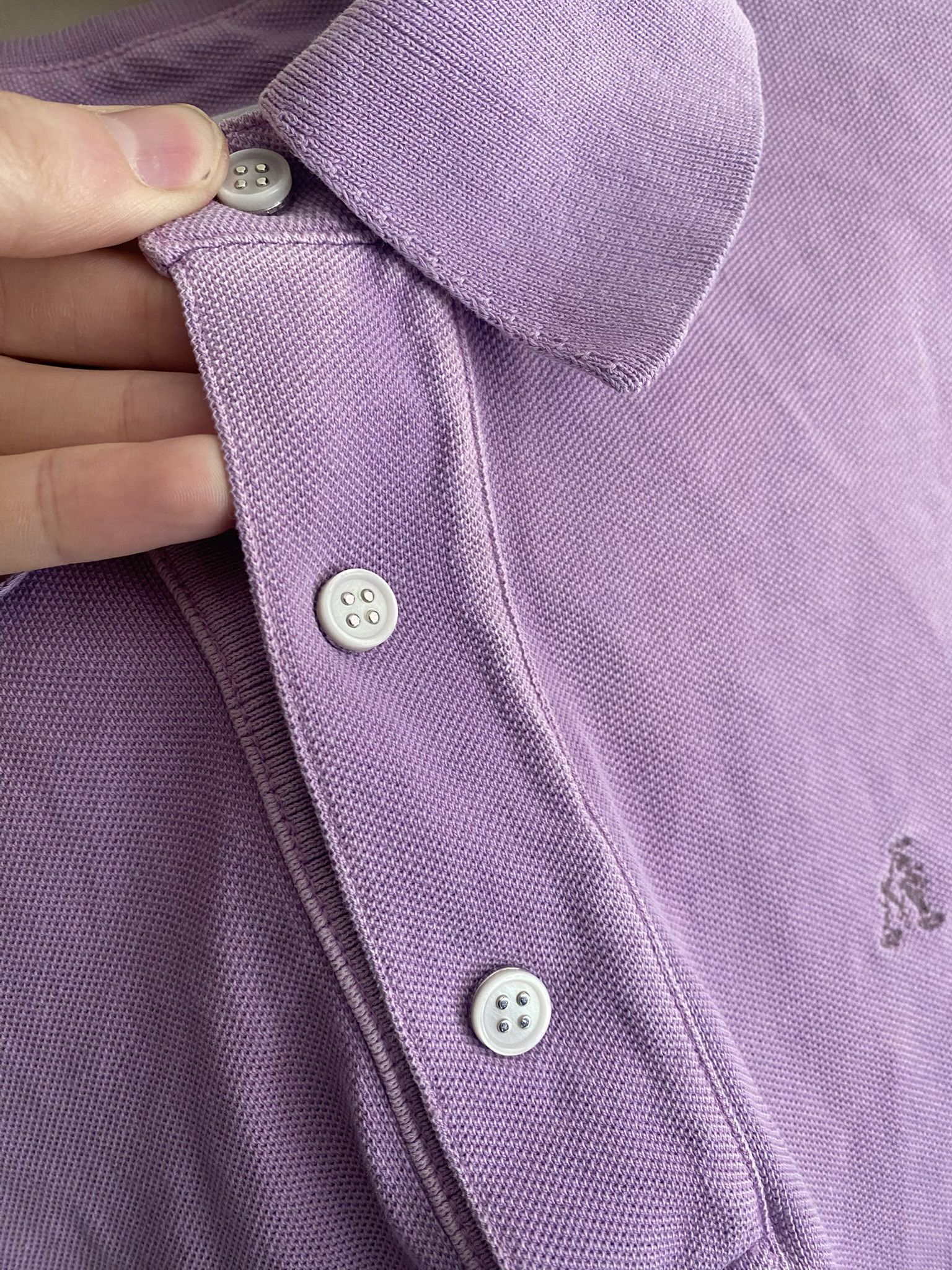 Acne Studios $300 - Cotton Polo Shirt - Washed Lilac Size US S / EU 44-46 / 1 - 9 Thumbnail