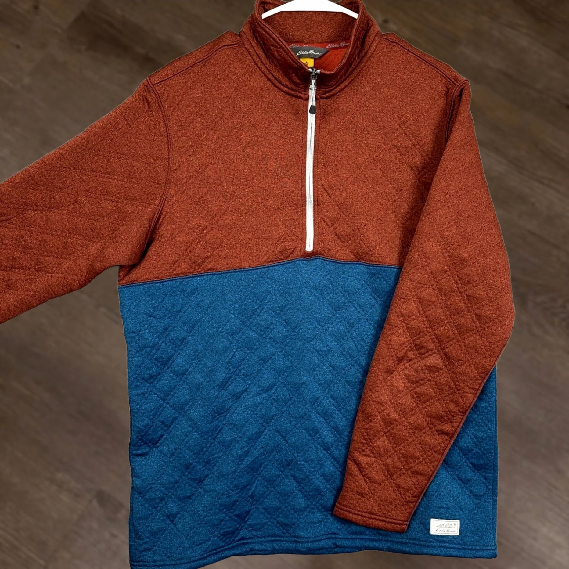 Eddie Bauer Eddie Bauer Mens Pullover Sweatshirt Orange Blue Colorblock Quilted LT Authentic Size US L / EU 52-54 / 3 - 1 Thumbnail