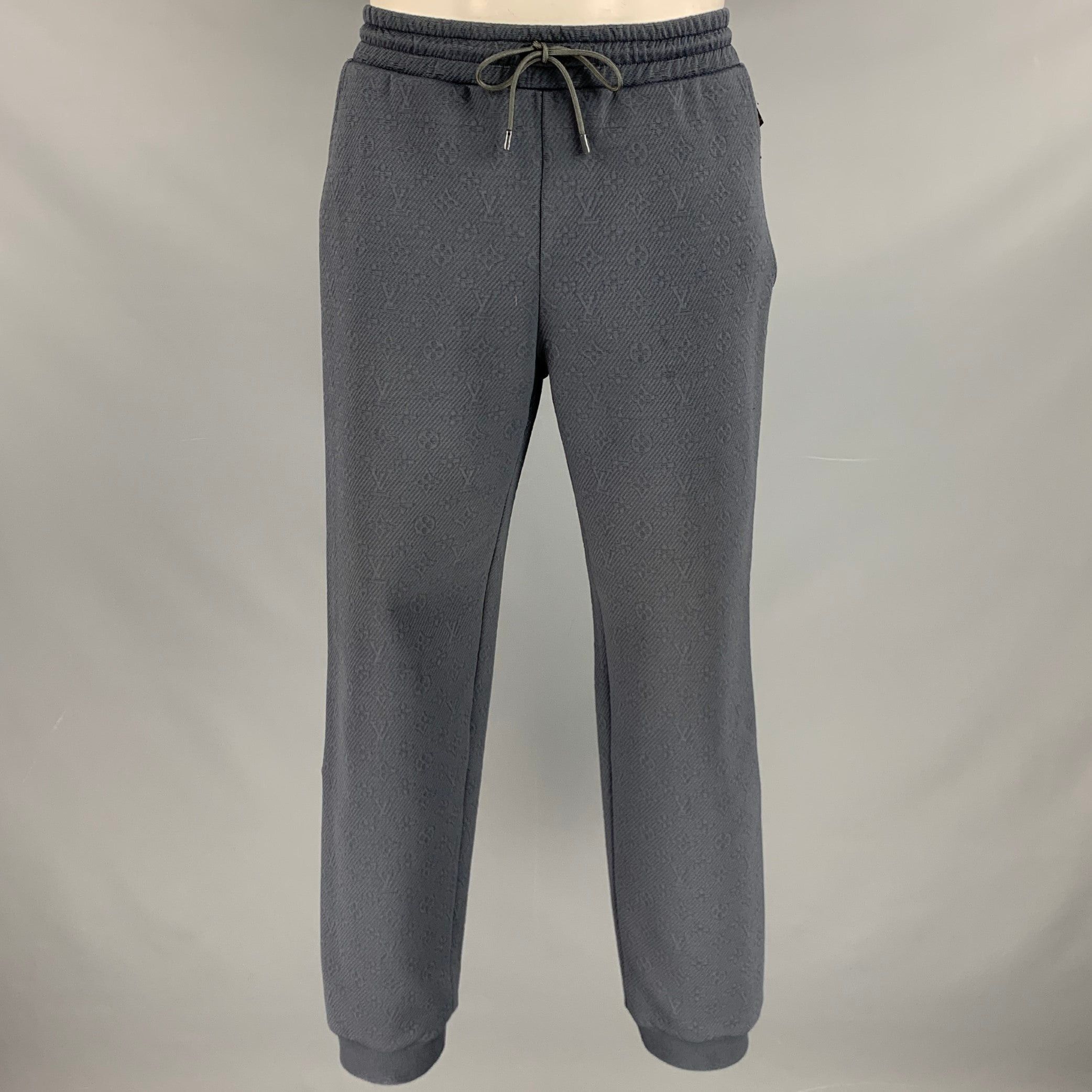 image of Louis Vuitton Grey Lv Monogram Polyester Blend Sweatpants Casual Pants, Men's (Size 36)