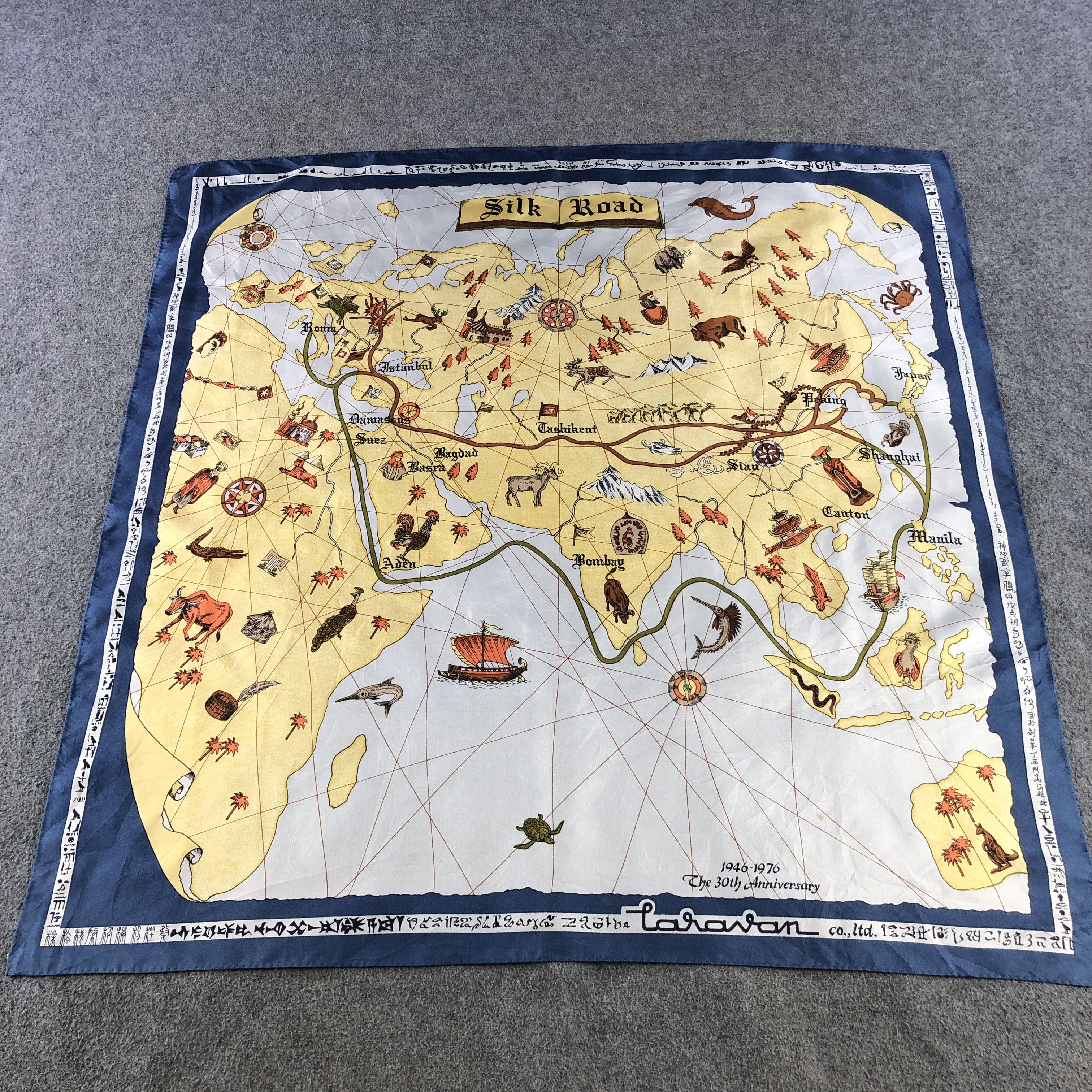 Vintage Vintage Silk Road Caravan Hand Rolled Silk Scarf M1326 Size ONE SIZE - 2 Thumbnail