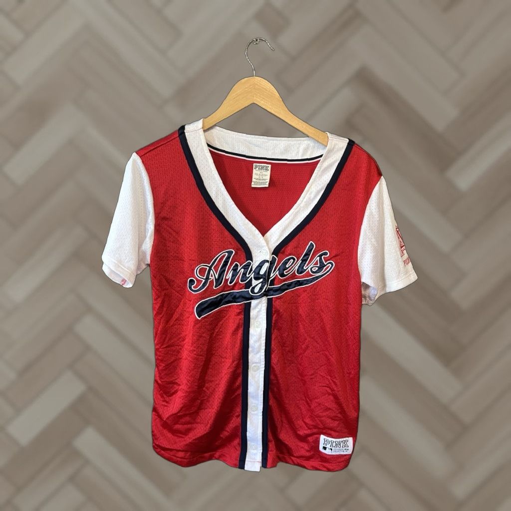 Victoria's Secret Victoria's Secret Pink Womens Short Sleeve Jersey Angel Baseball Crew Neck SZ S Pink Size 28" / US 6 / IT 42 - 1 Thumbnail
