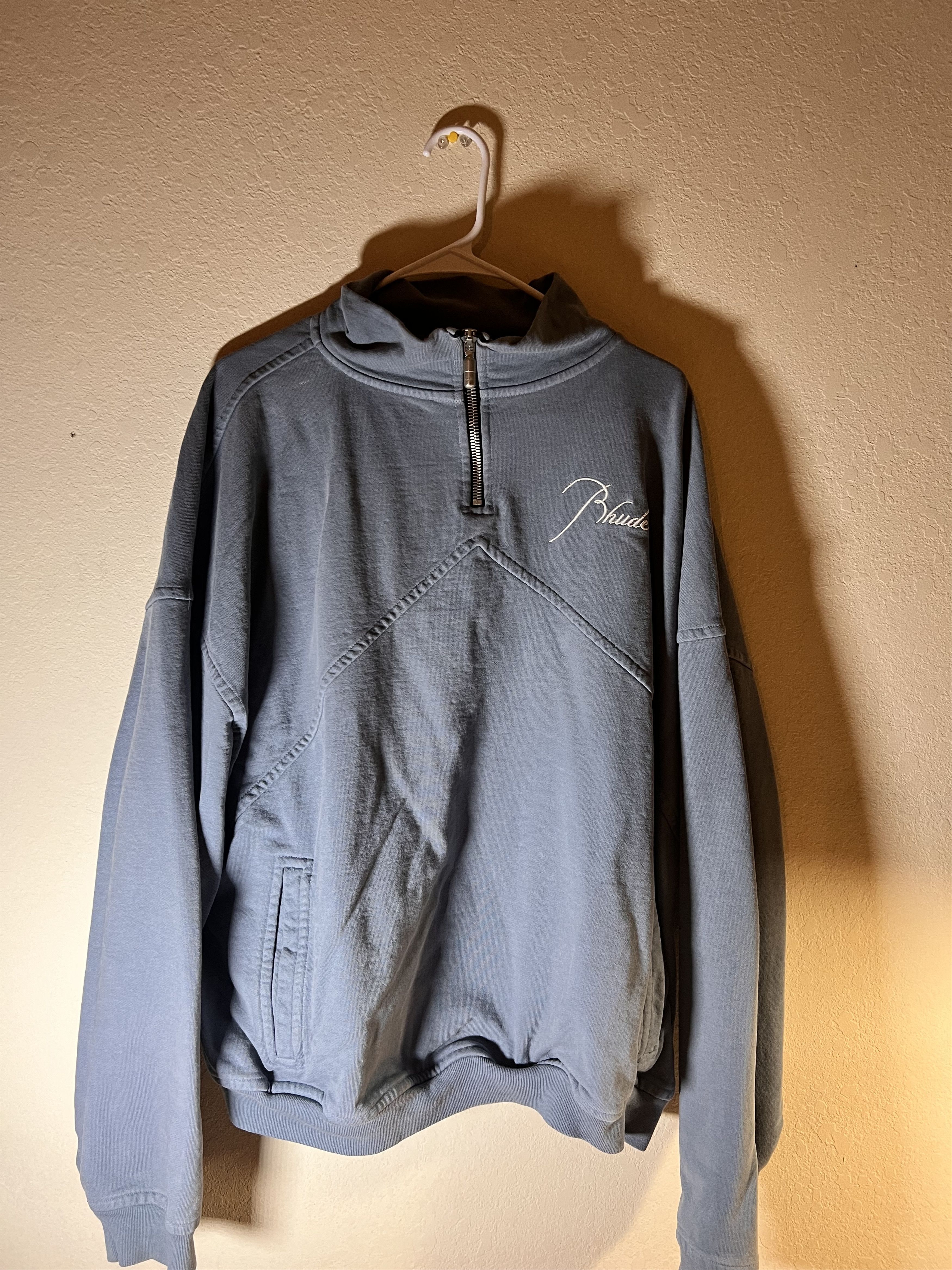 Rhude Rhude Men's US L Embroidered Quarter Zip Sweater Blue Size US L / EU 52-54 / 3 - 4 Thumbnail