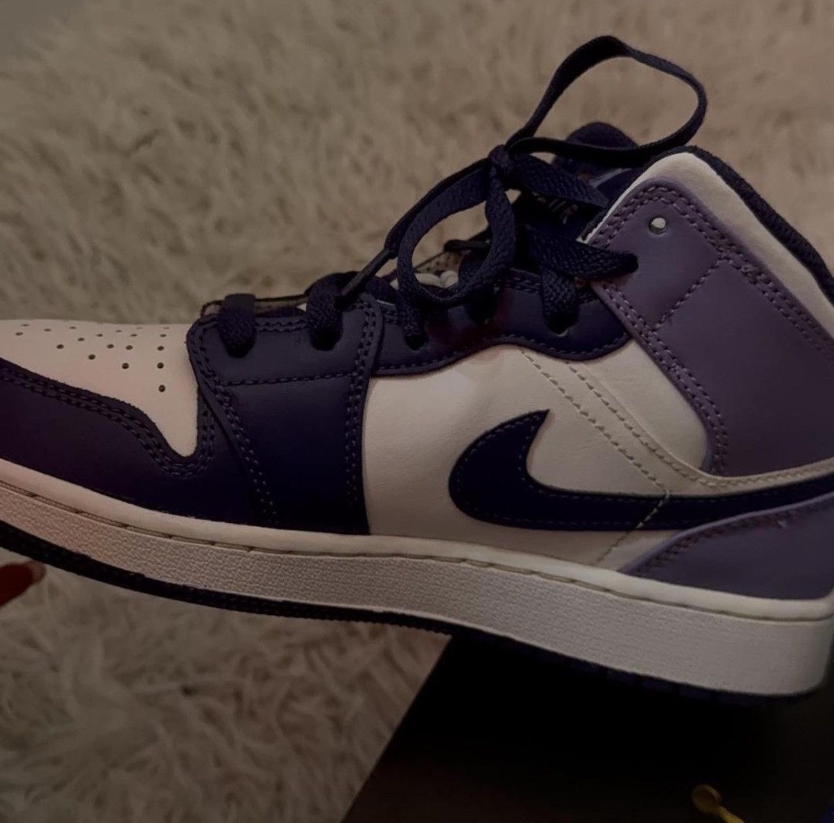 Nike Sky J Purple Air Jordan 1 Mid (GS) Size US 5.5 / EU 38 - 3 Thumbnail